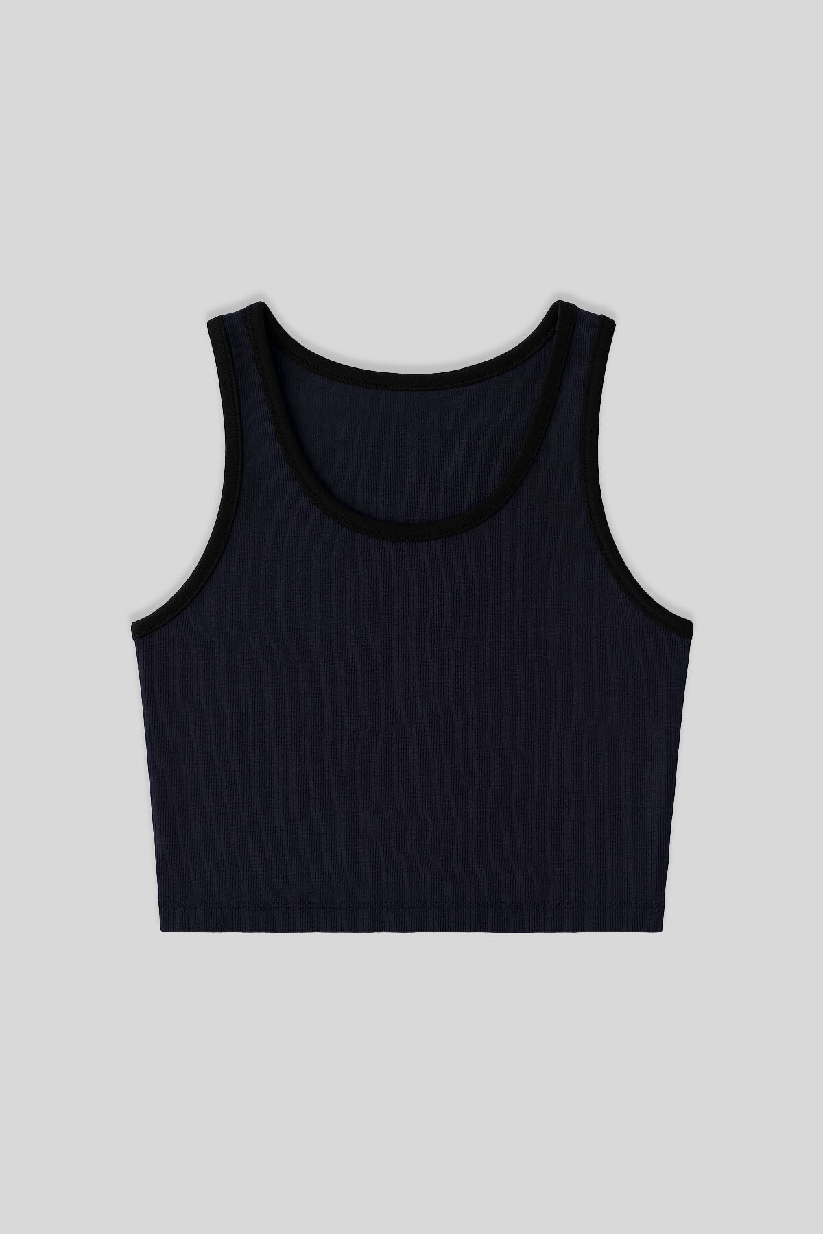 Lacivert Basic Sıfır Kol Dar Kalıp U Yaka Kadın Crop Top Atlet - 97162