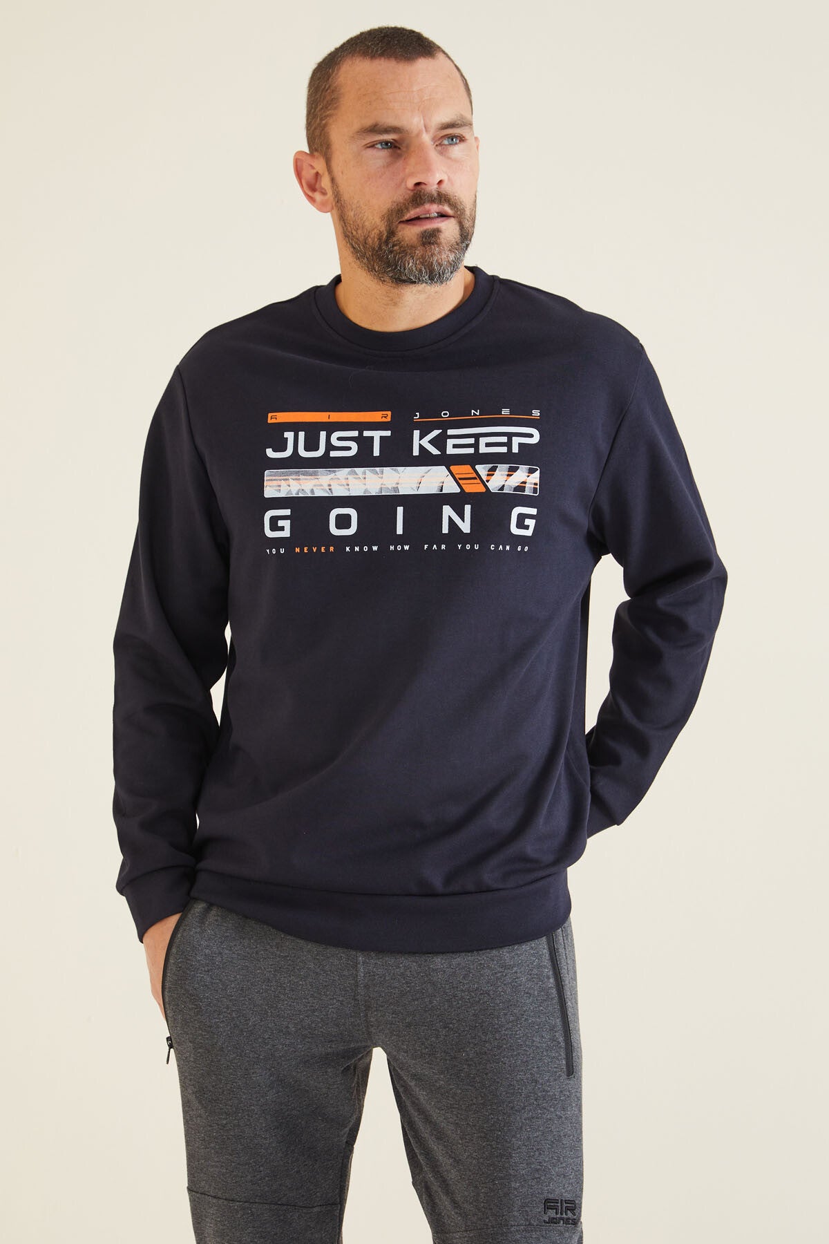 Urien Lacivert Baskılı Erkek Sweatshirt - 88129