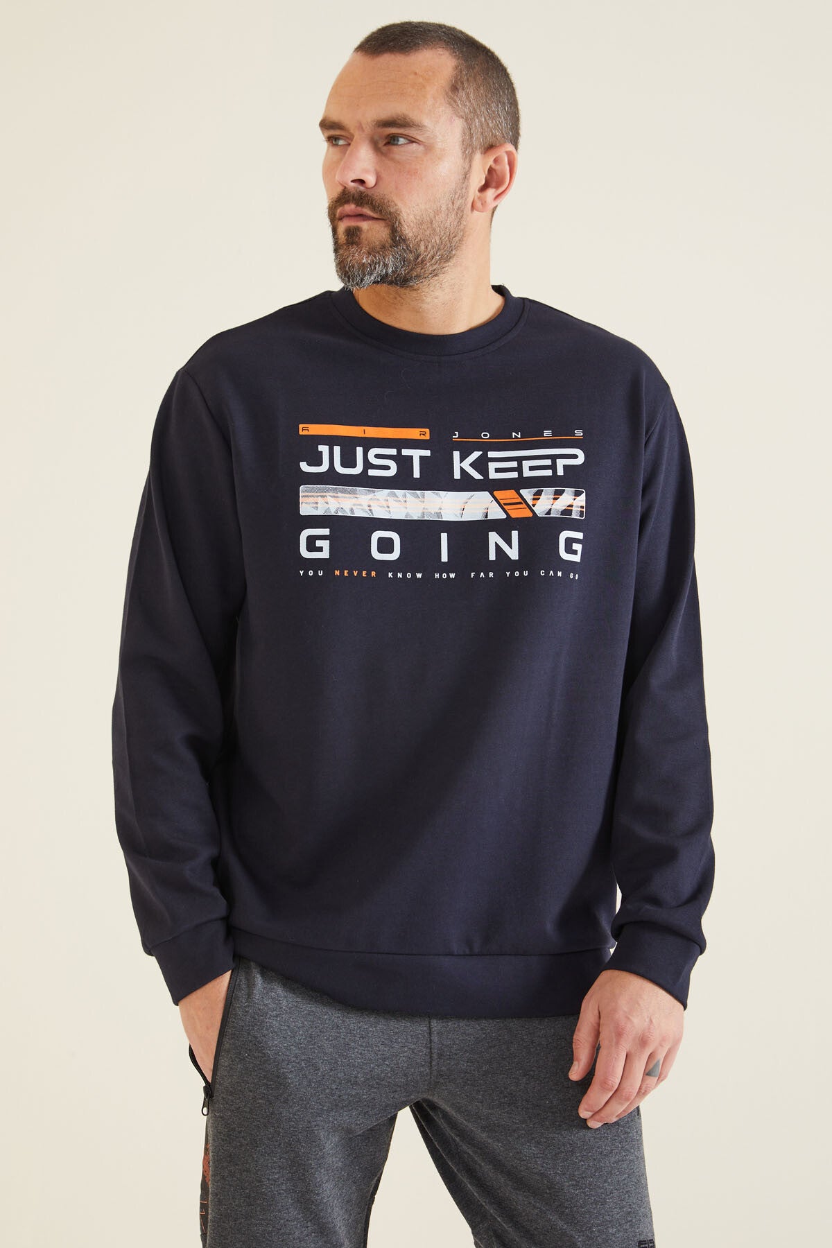 Urien Lacivert Baskılı Erkek Sweatshirt - 88129