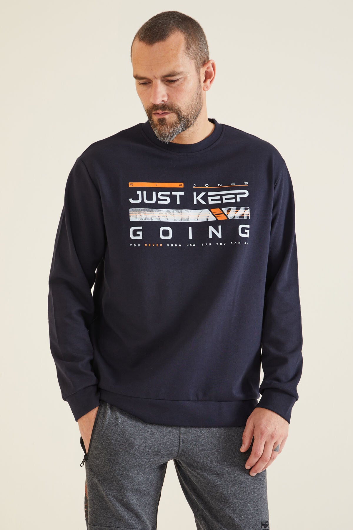 Urien Lacivert Baskılı Erkek Sweatshirt - 88129