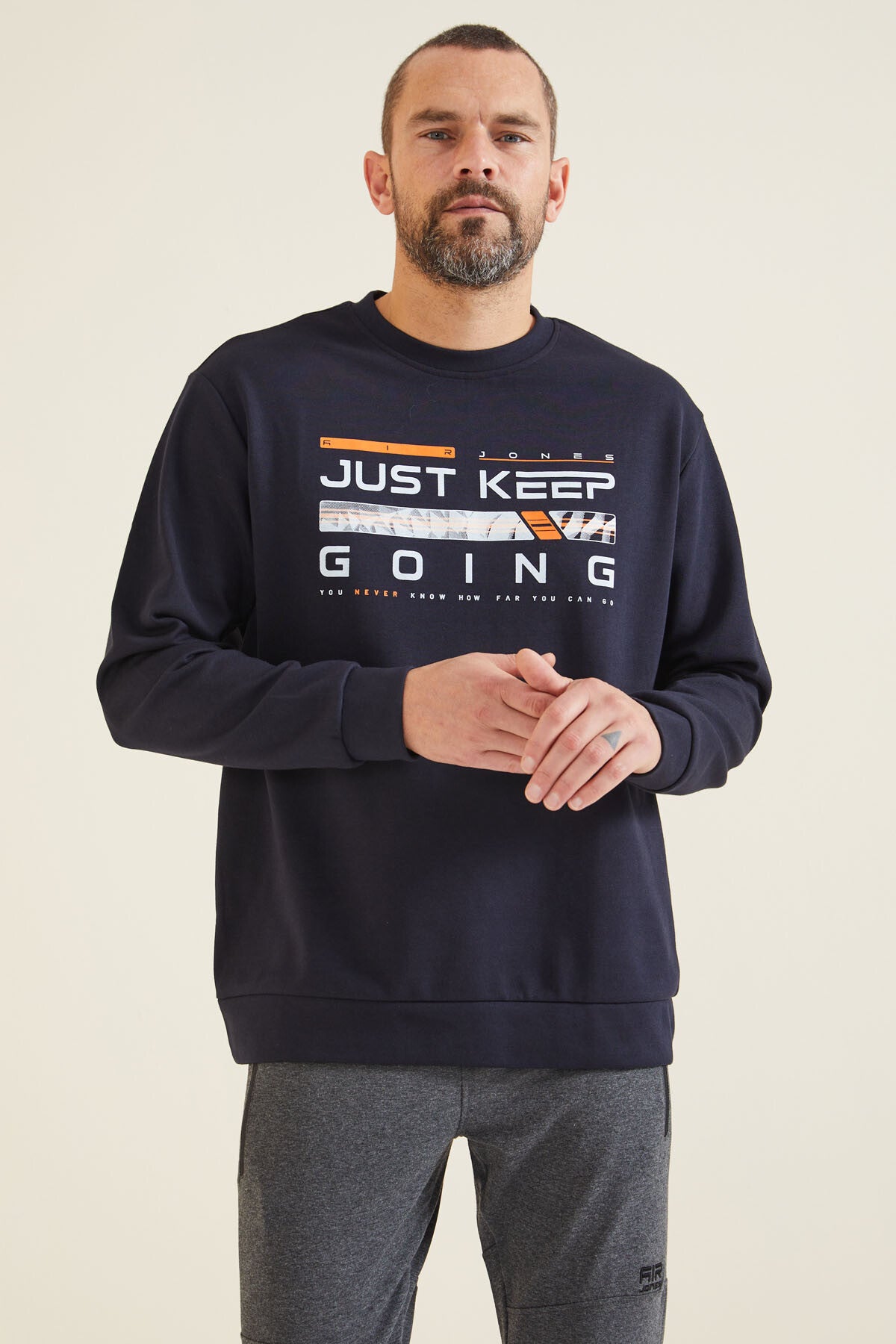 Urien Lacivert Baskılı Erkek Sweatshirt - 88129
