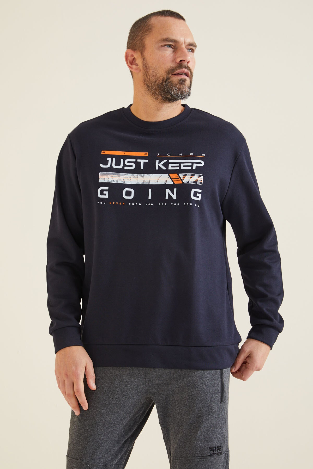 Urien Lacivert Baskılı Erkek Sweatshirt - 88129