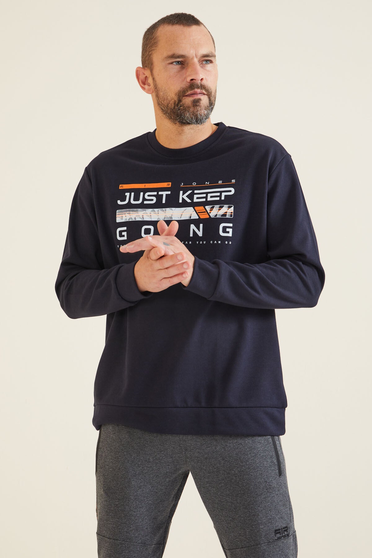 Urien Lacivert Baskılı Erkek Sweatshirt - 88129
