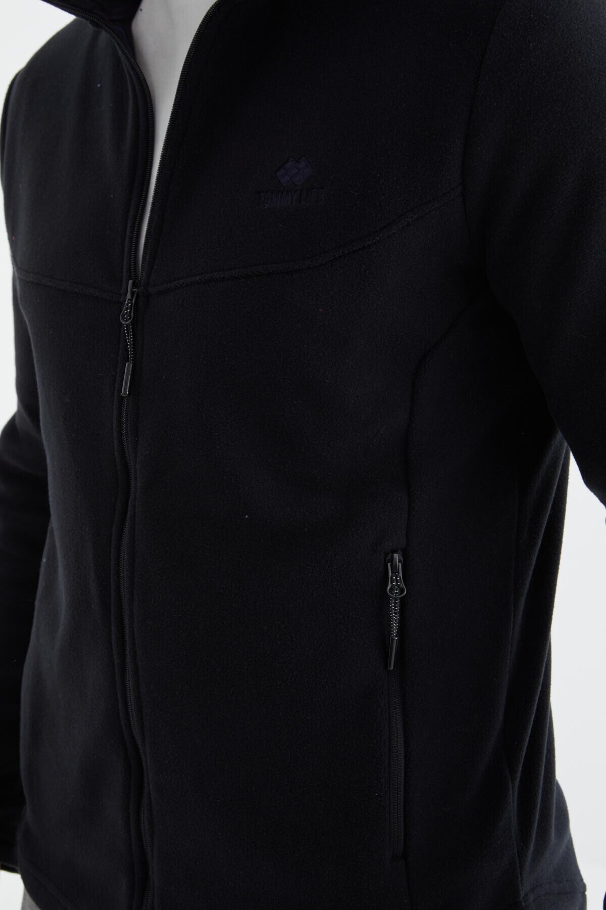 Lacivert Fermuarlı Dik Yaka Standart Kalıp Erkek Polar Sweatshirt - 88134