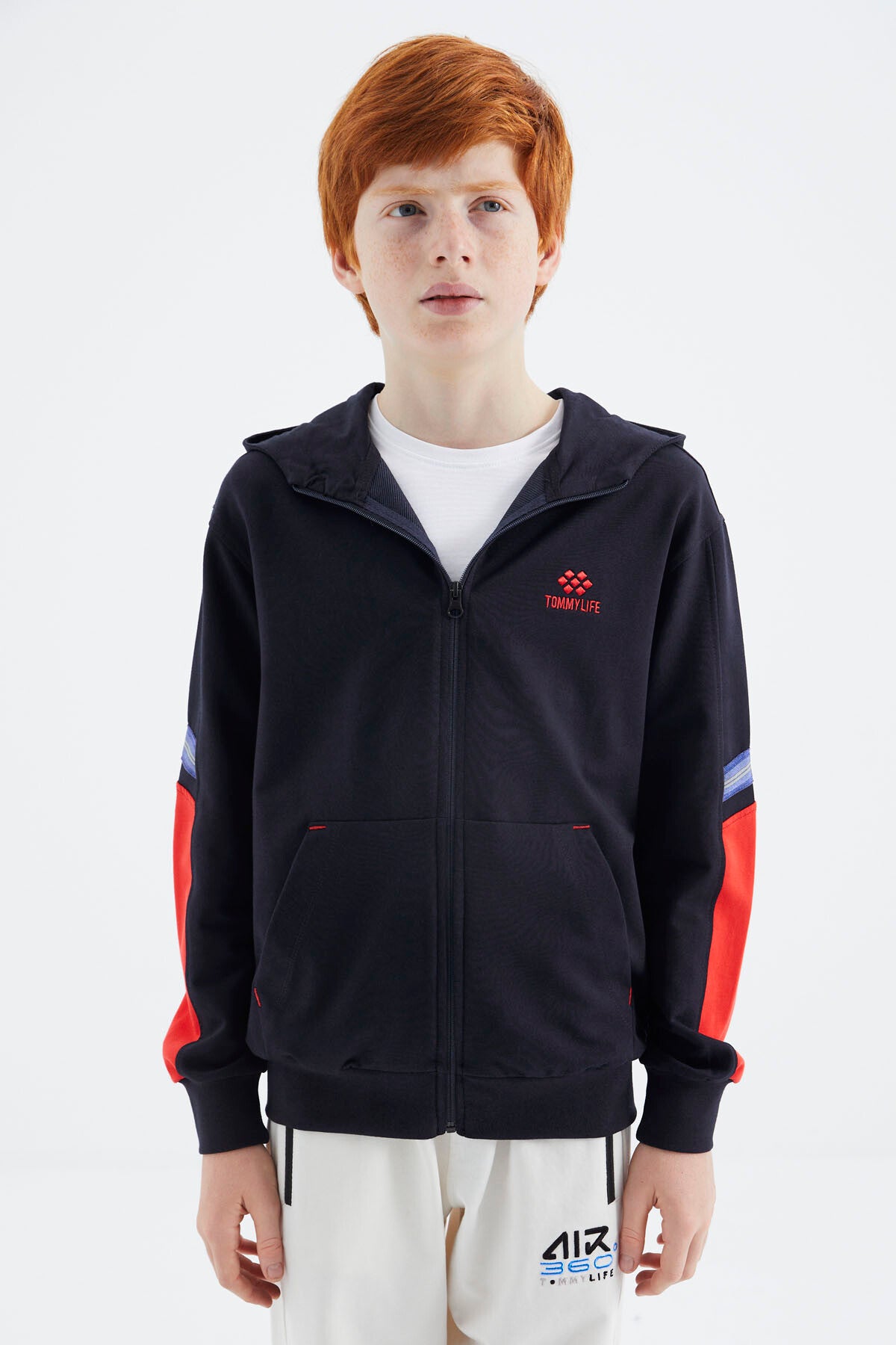 Lacivert Fermuarlı Erkek Çocuk Sweatshirt - 11180