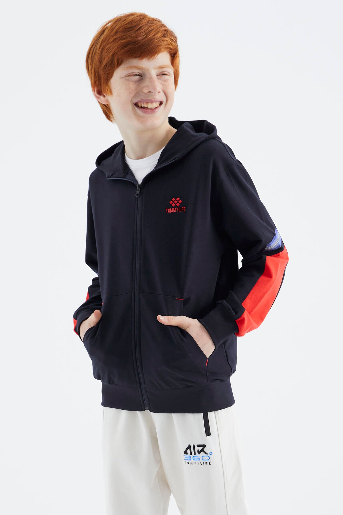 Lacivert Fermuarlı Erkek Çocuk Sweatshirt - 11180