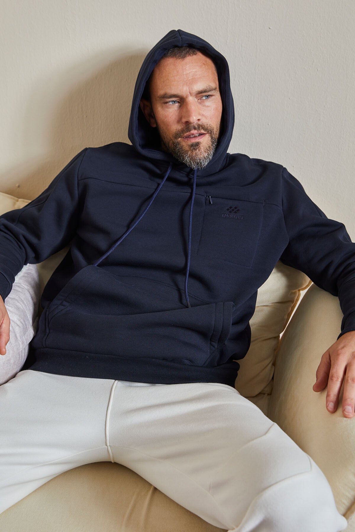 Lacivert Gizli Cep Detaylı Erkek Sweatshirt - 88312