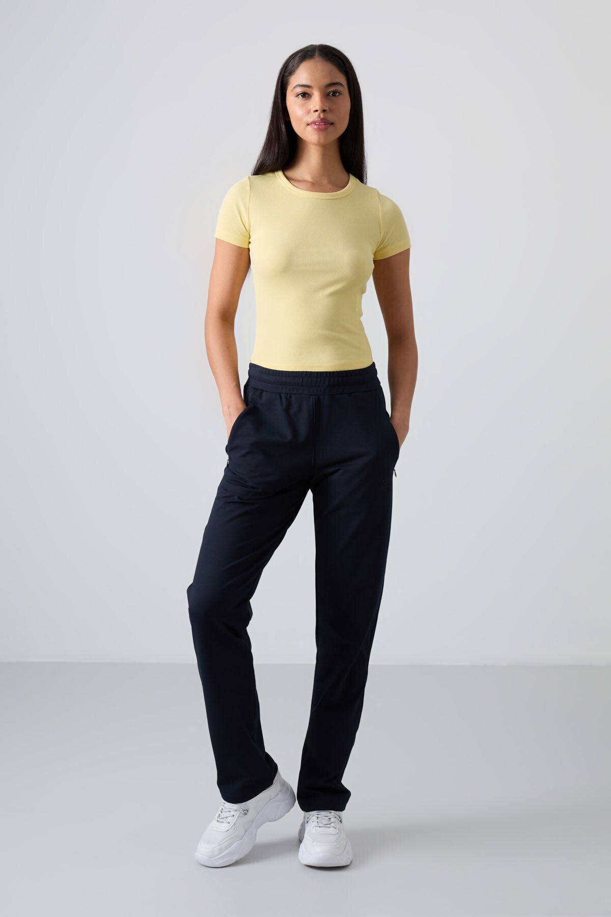 Lacivert Gizli Fermuar Cepli Rahat Form Klasik Paça Kadın Eşofman Alt - 94148