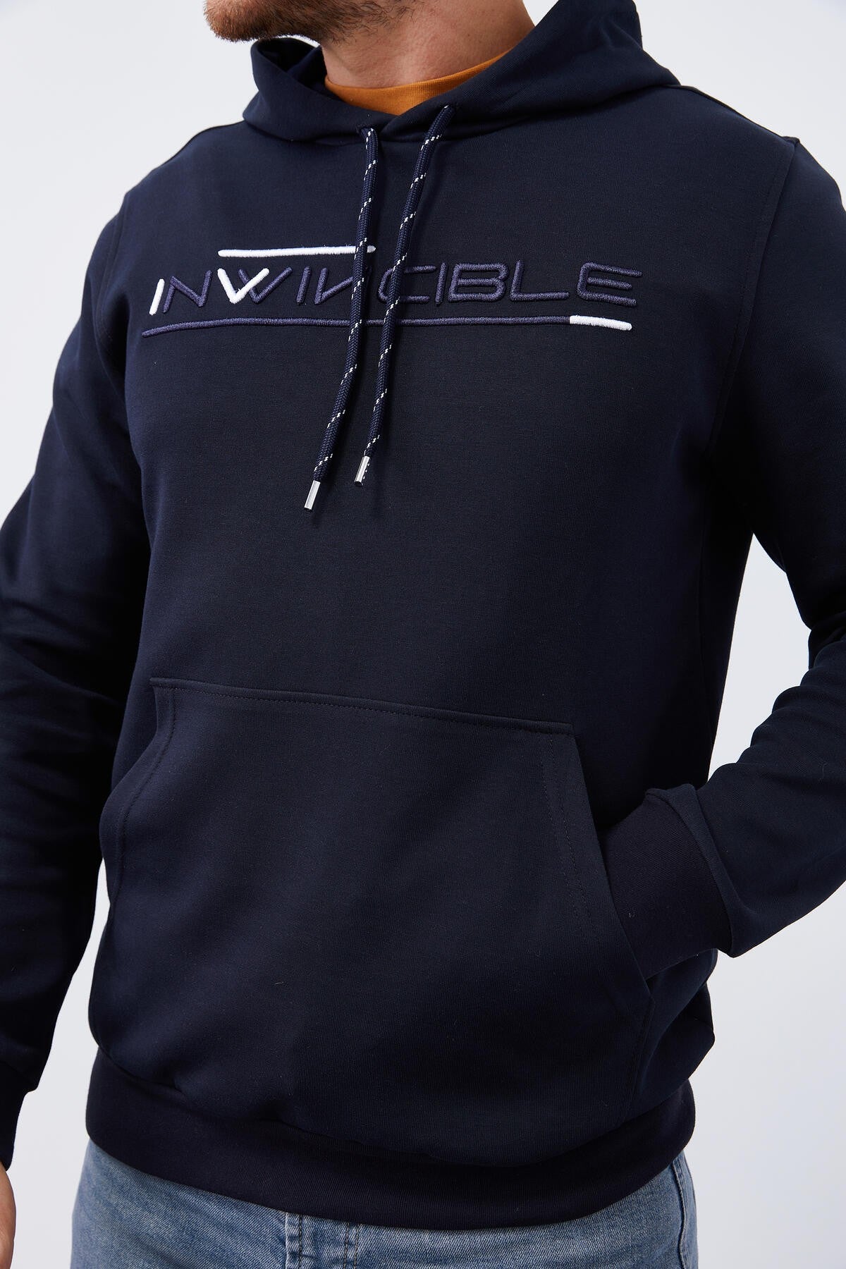 Lacivert Kanguru Cep Standart Kalıp Kapüşonlu Erkek Sweatshirt - 87883