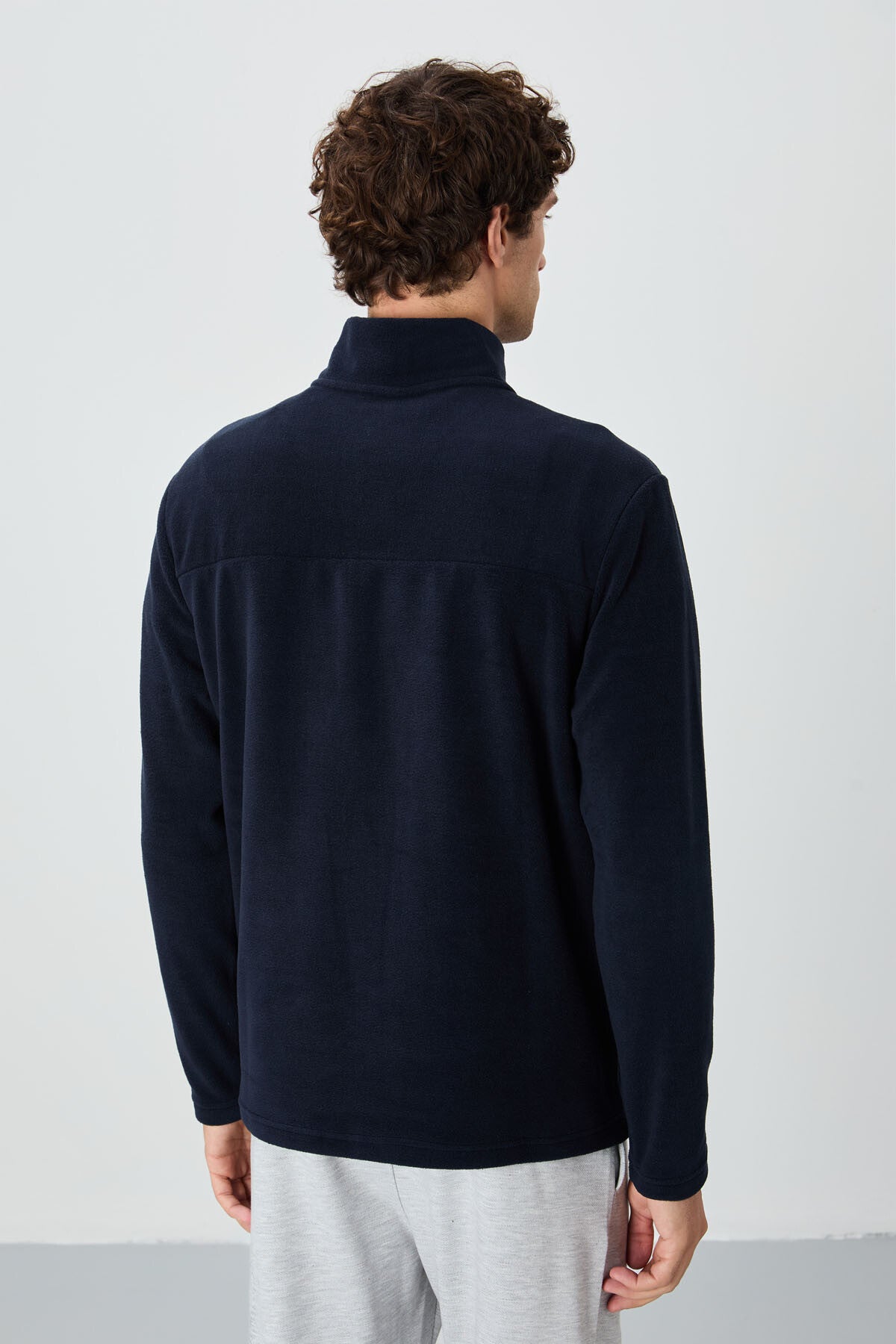 River Lacivert Dik Yaka Erkek Polar Sweatshirt - 88310