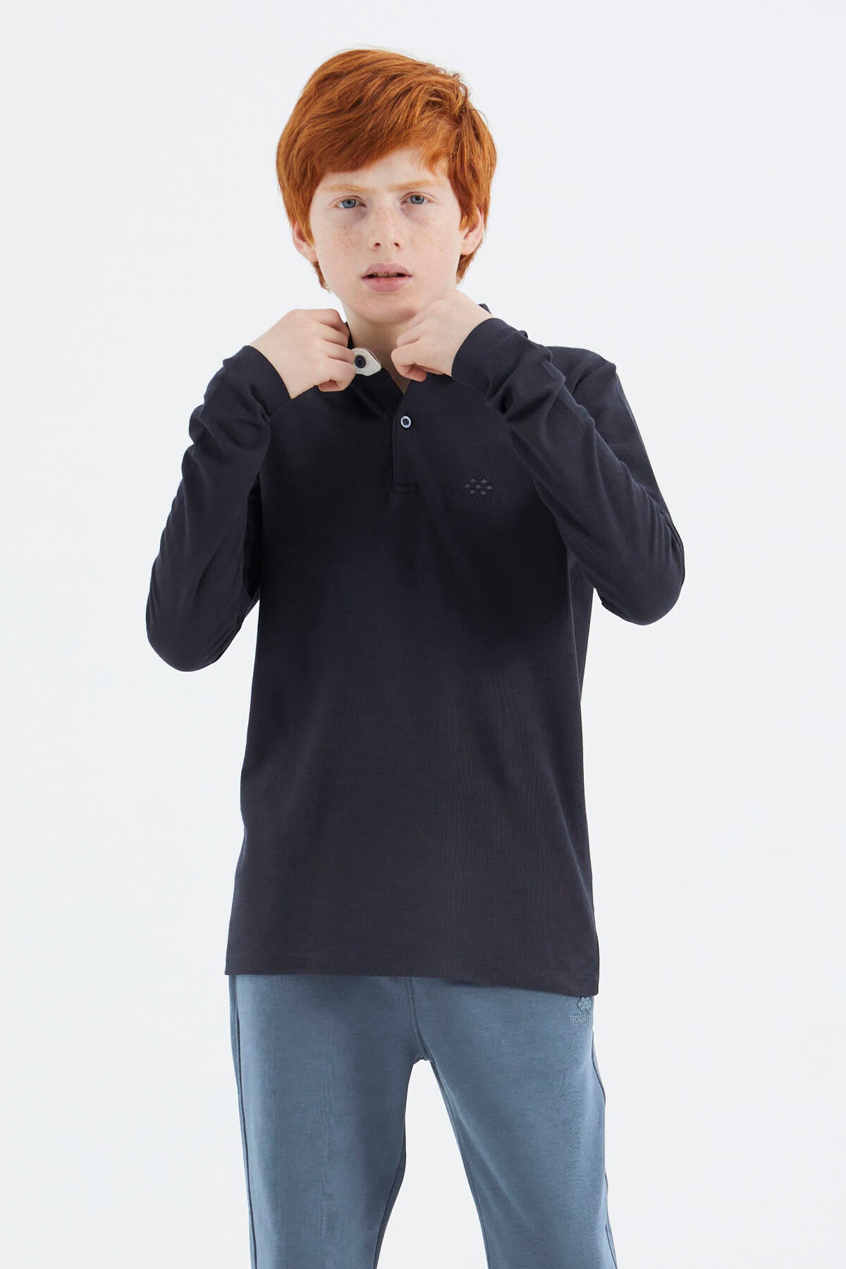Lacivert Polo Yaka Basic Erkek Çocuk T-Shirt - 11171