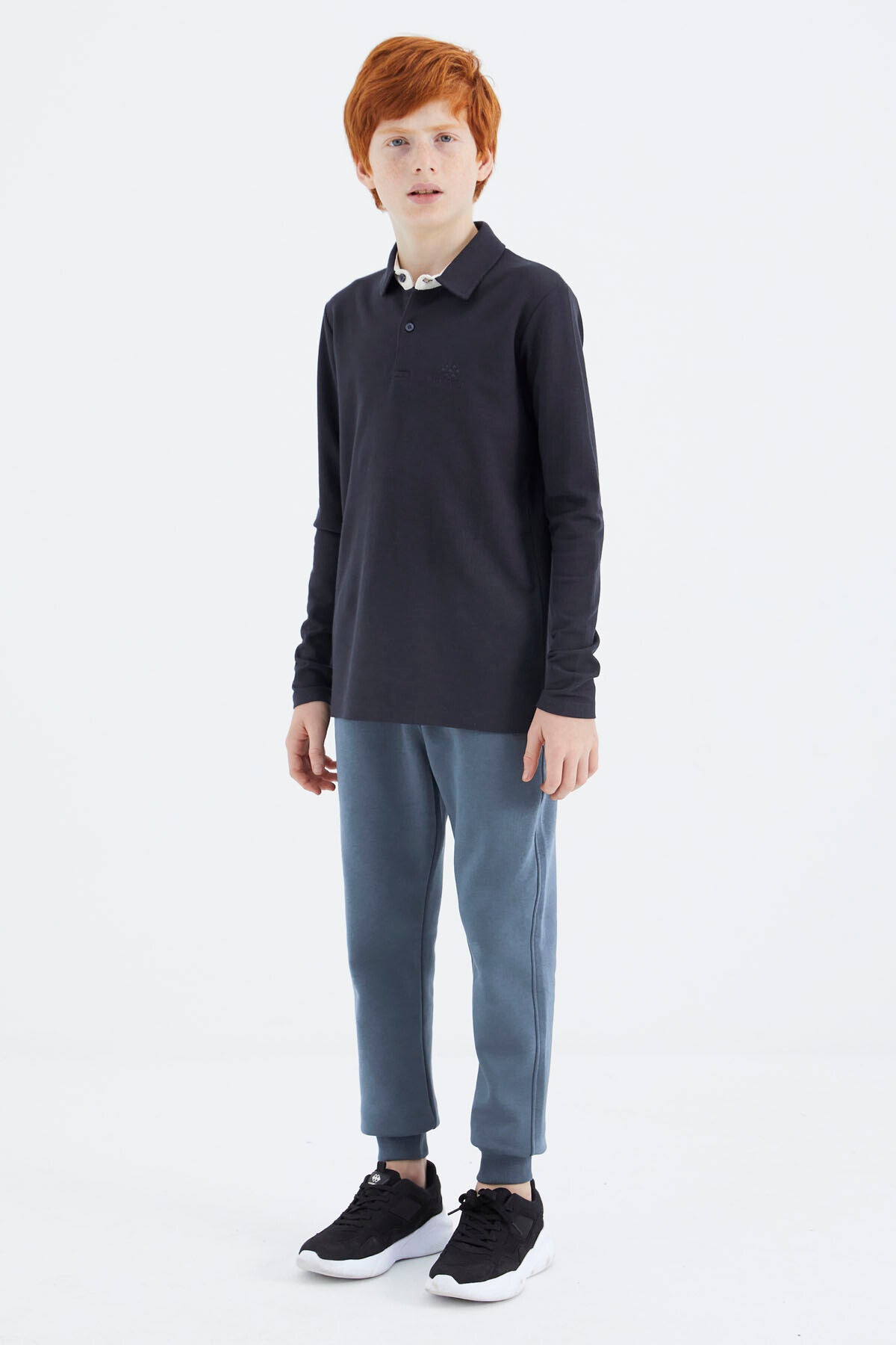Lacivert Polo Yaka Basic Erkek Çocuk T-Shirt - 11171