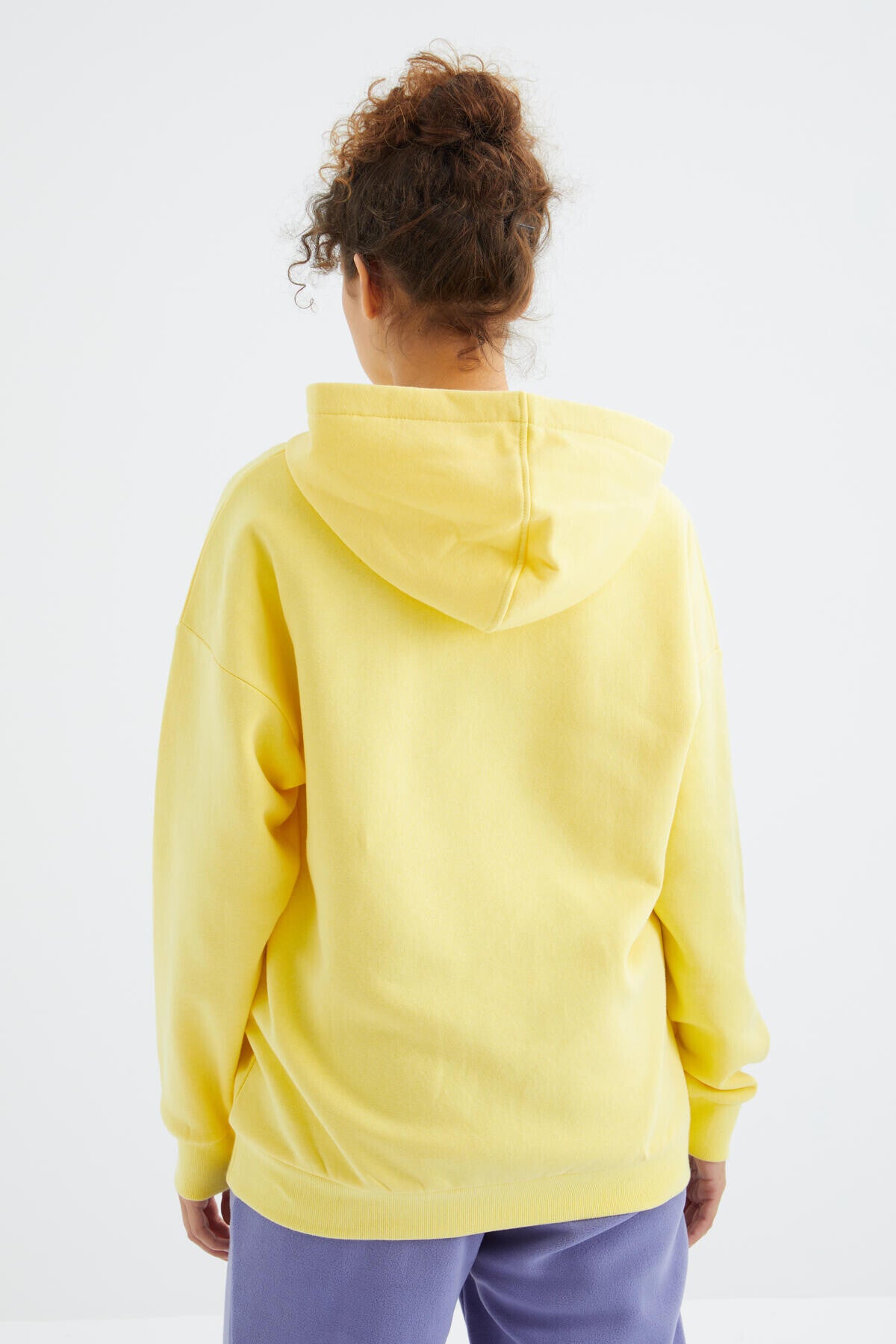 Limon Ön Baskılı Kapüşonlu Kadın Oversize Kadın Sweatshirt - 97248