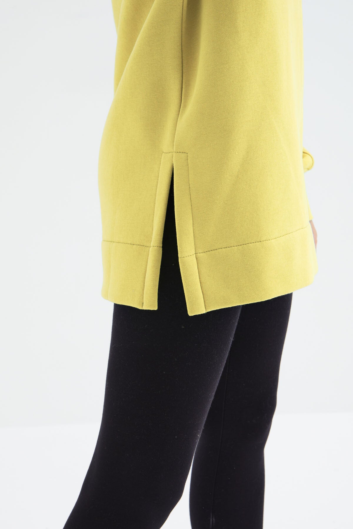 Limon Reglan Kol Basic Kapüşonlu Oversize Sweatshirt Tunik - 97242