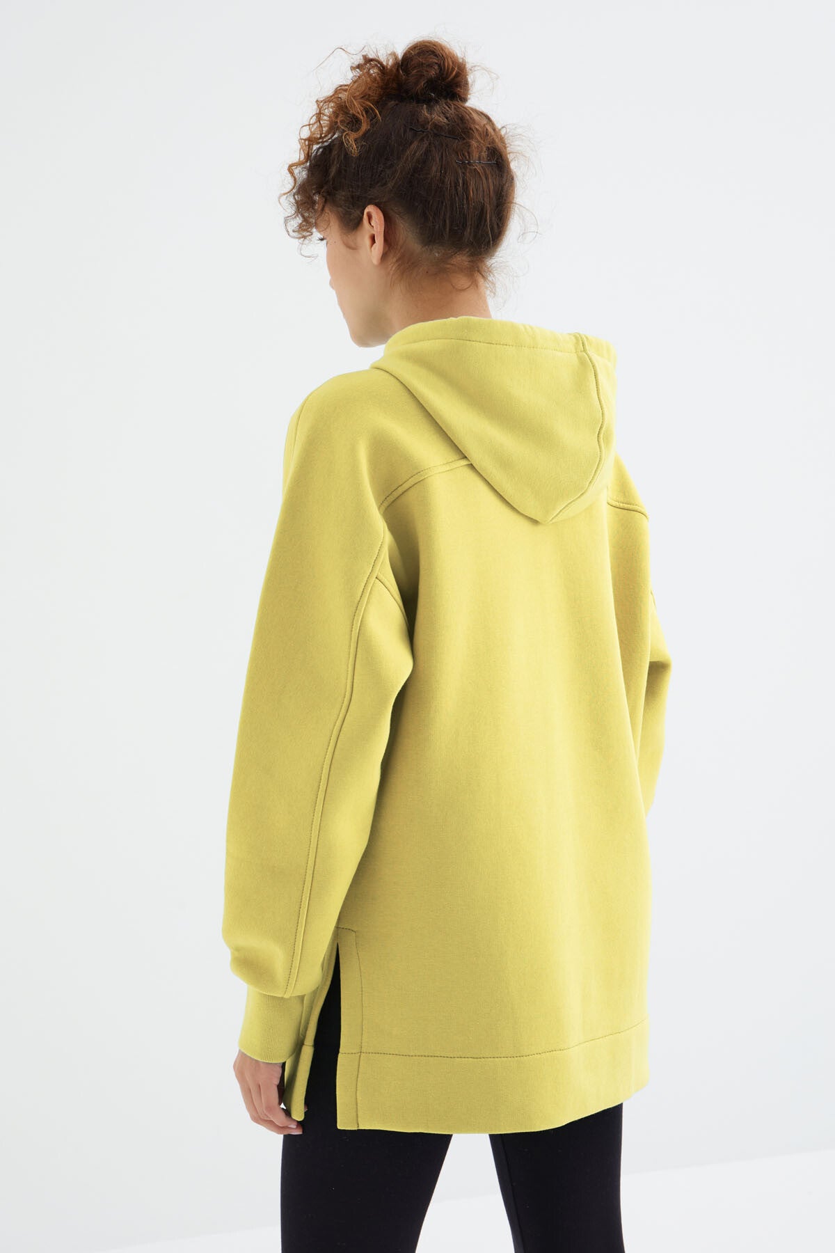 Limon Reglan Kol Basic Kapüşonlu Oversize Sweatshirt Tunik - 97242