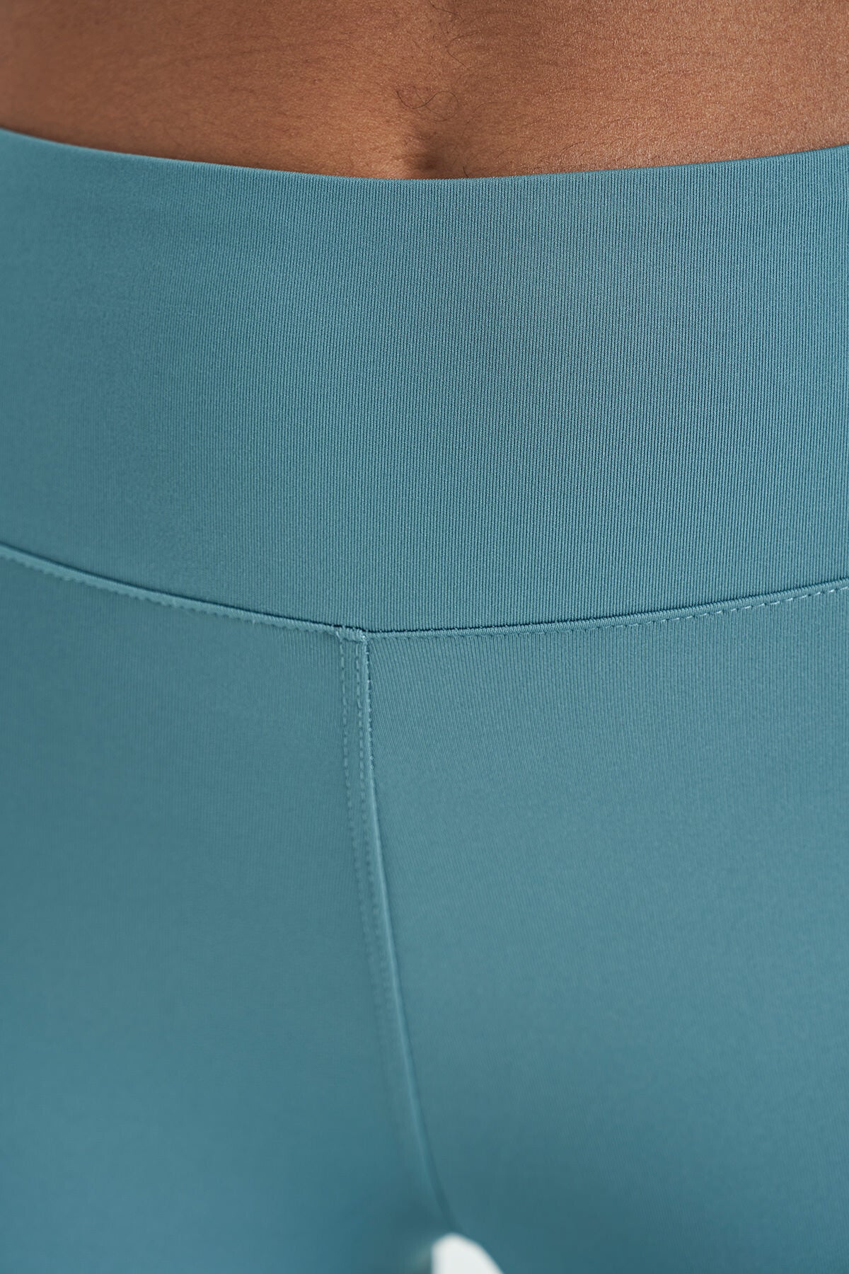 Mint Yeşili File Detaylı Baskılı Yüksek Bel Slim Fit Kadın Tayt - 94631