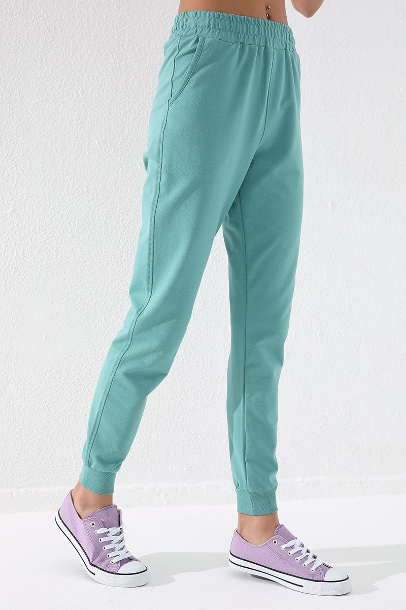 Mint Yeşili Yüksek Bel Jogger Rahat Form Manşetli Kadın Eşofman Alt - 94561