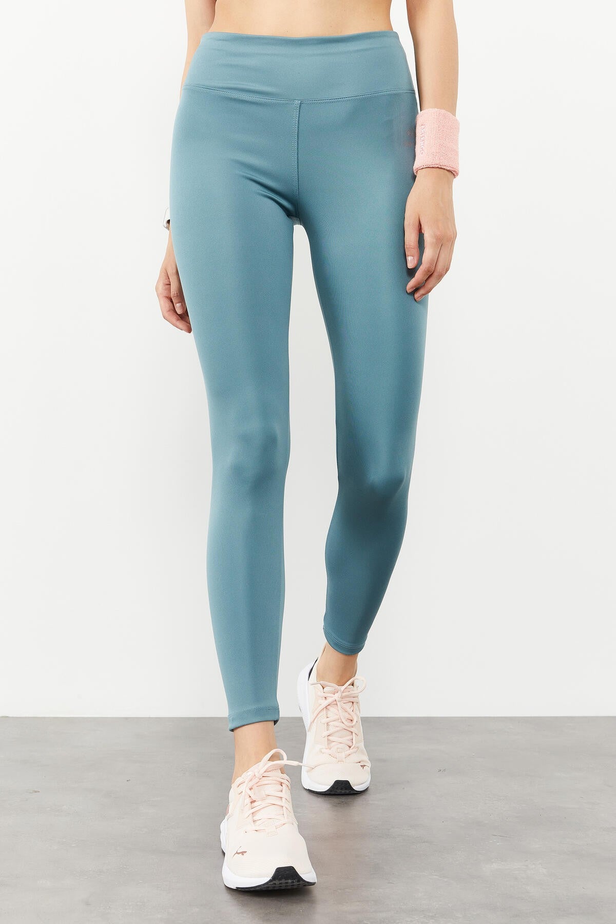 Mint Yeşili Yüksek Bel Streç Slim Fit Dar Paça Kadın Tayt - 94545