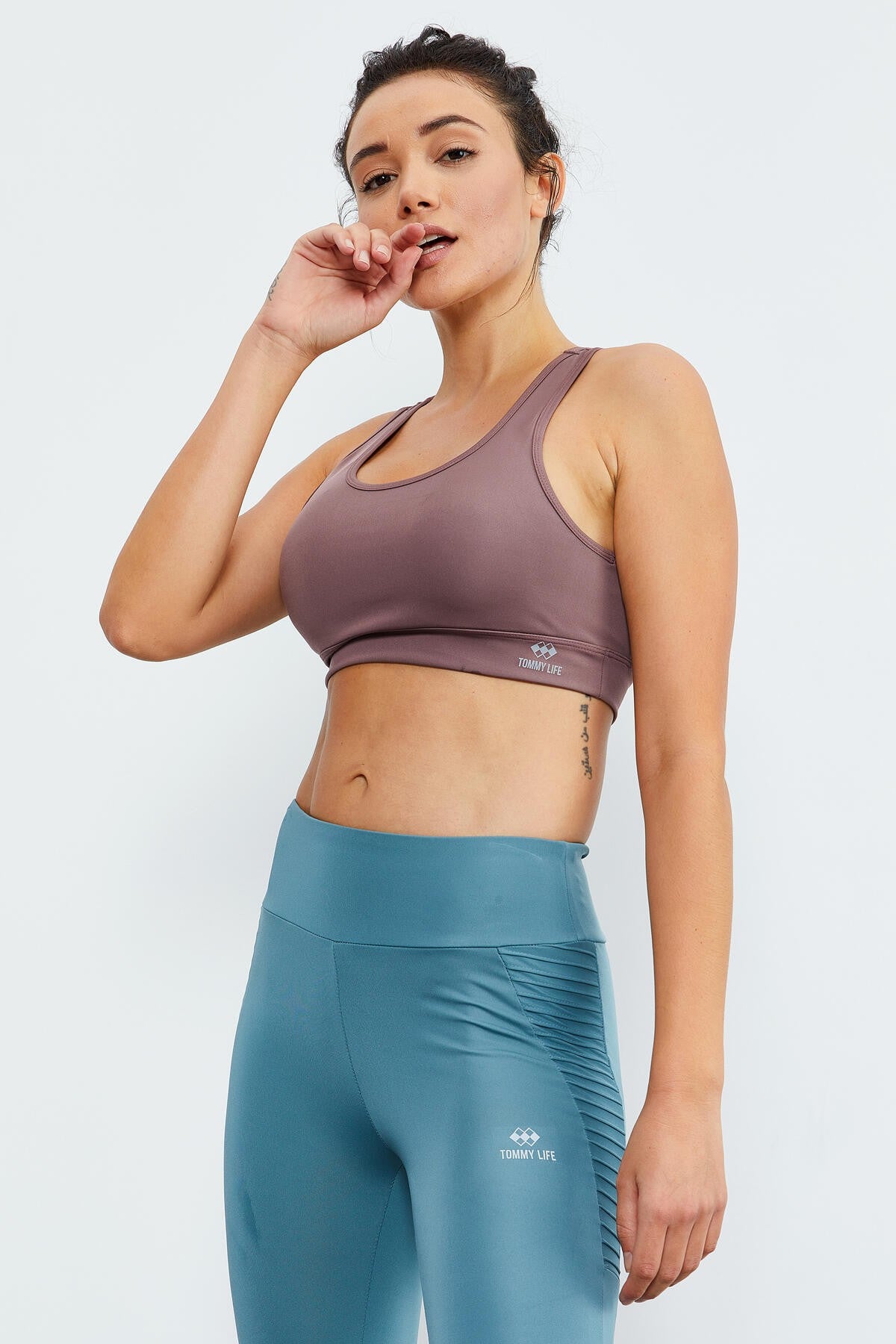 Mint Yeşili Yüksek Bel Toparlayıcı Slim Fit Dar Paça Kadın Tayt  - 94568