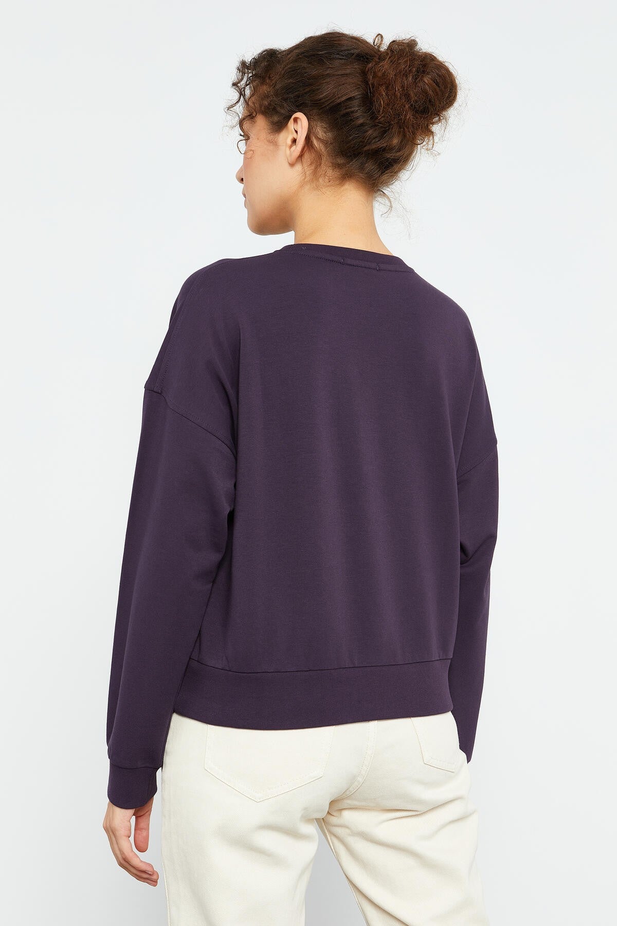 Mor Basic Rahat Form O Yaka Kadın Sweatshirt - 97114