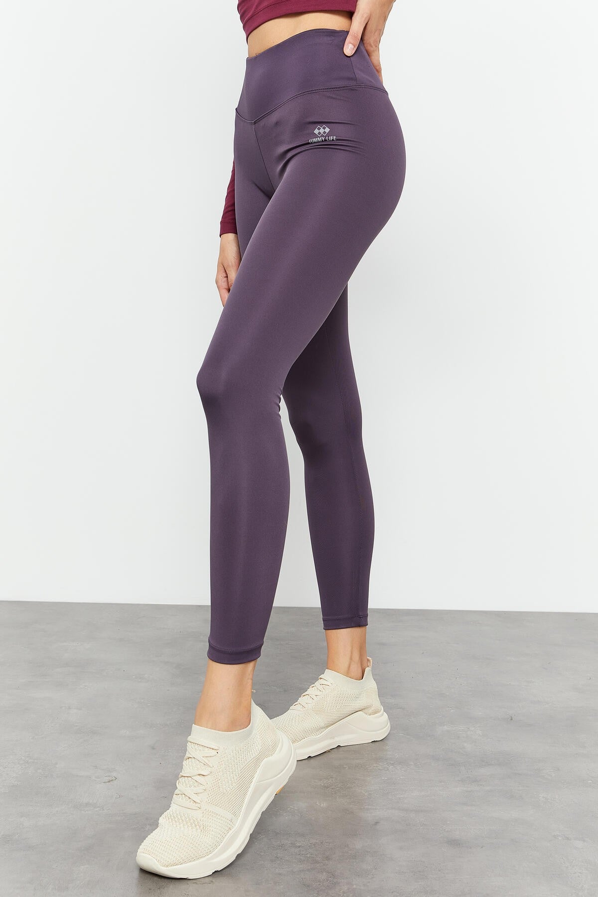 Mor Yüksek Bel Streç Slim Fit Dar Paça Kadın Tayt - 94545