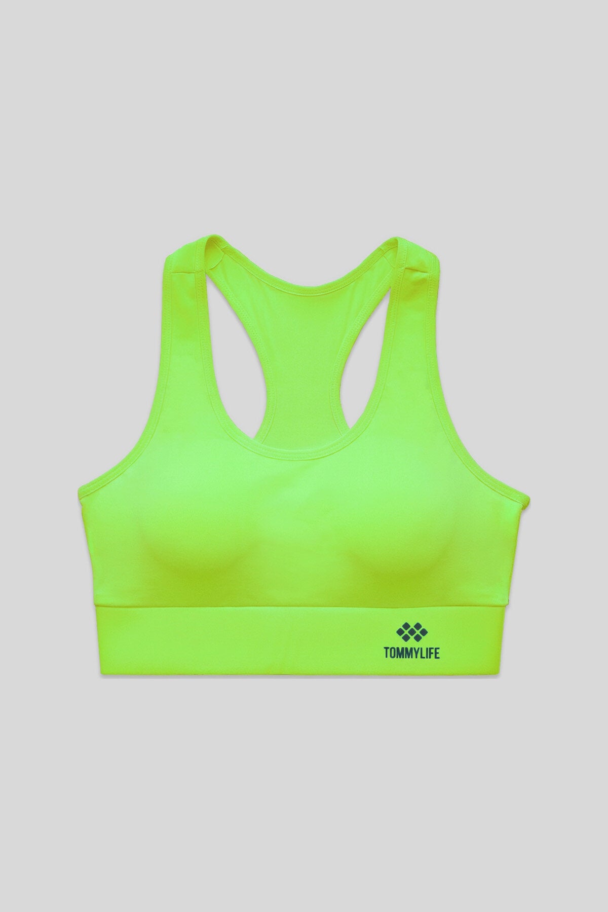 Neon Sarı Sırt Detaylı Dar Kalıp U Yaka Kadın Spor Büstiyer - 97120