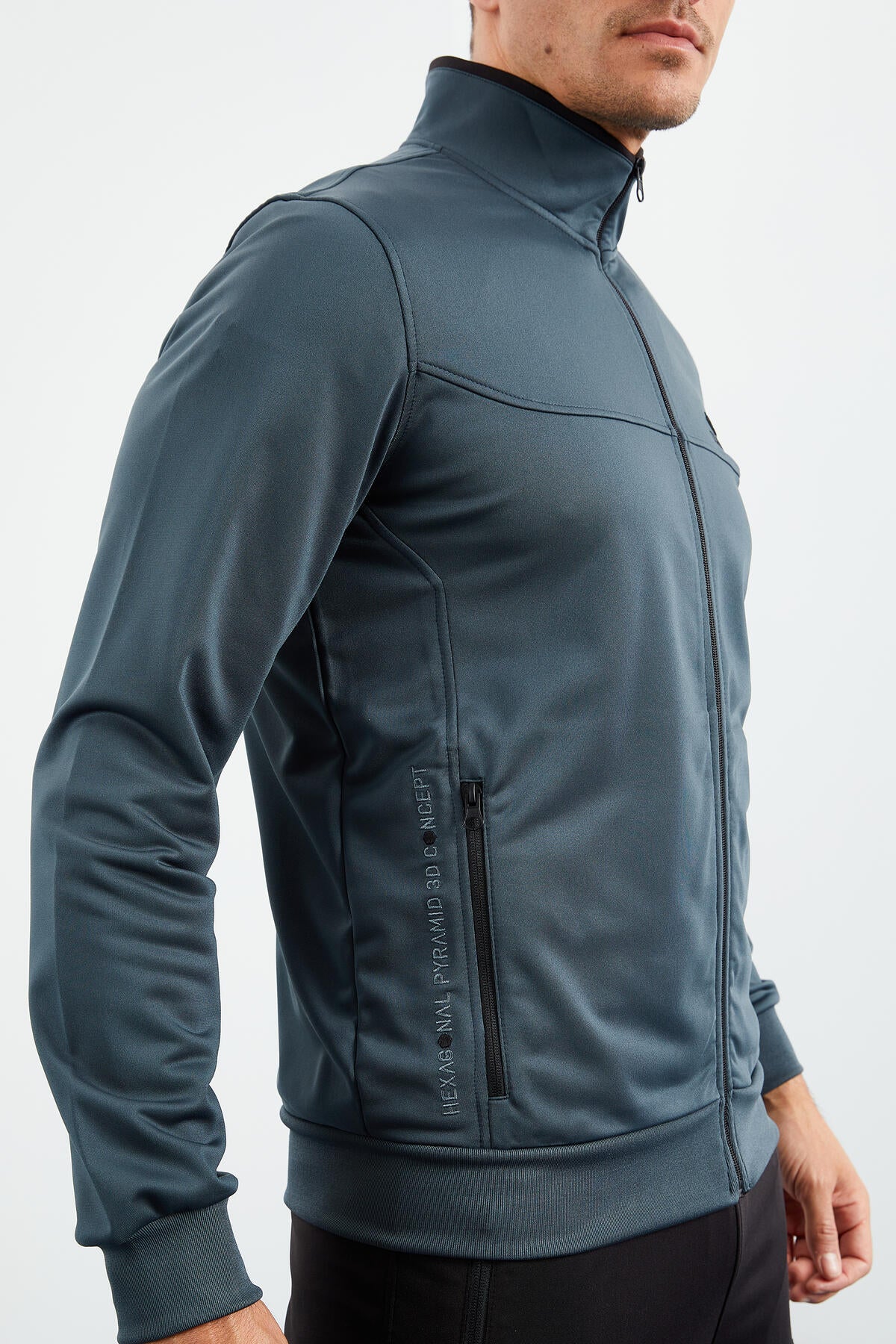 Orman Yeşil - Siyah Dik Yaka Fermuarlı Standart Kalıp Klasik Paça Erkek Eşofman Takımı  - 85162