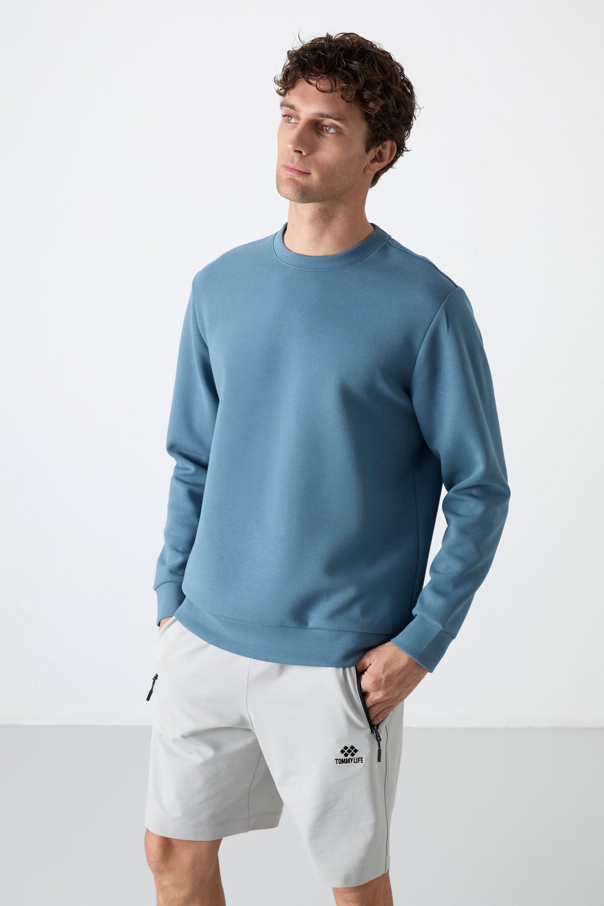 Orman Yeşili Basic O Yaka Rahat Form Erkek Sweatshirt - 88053