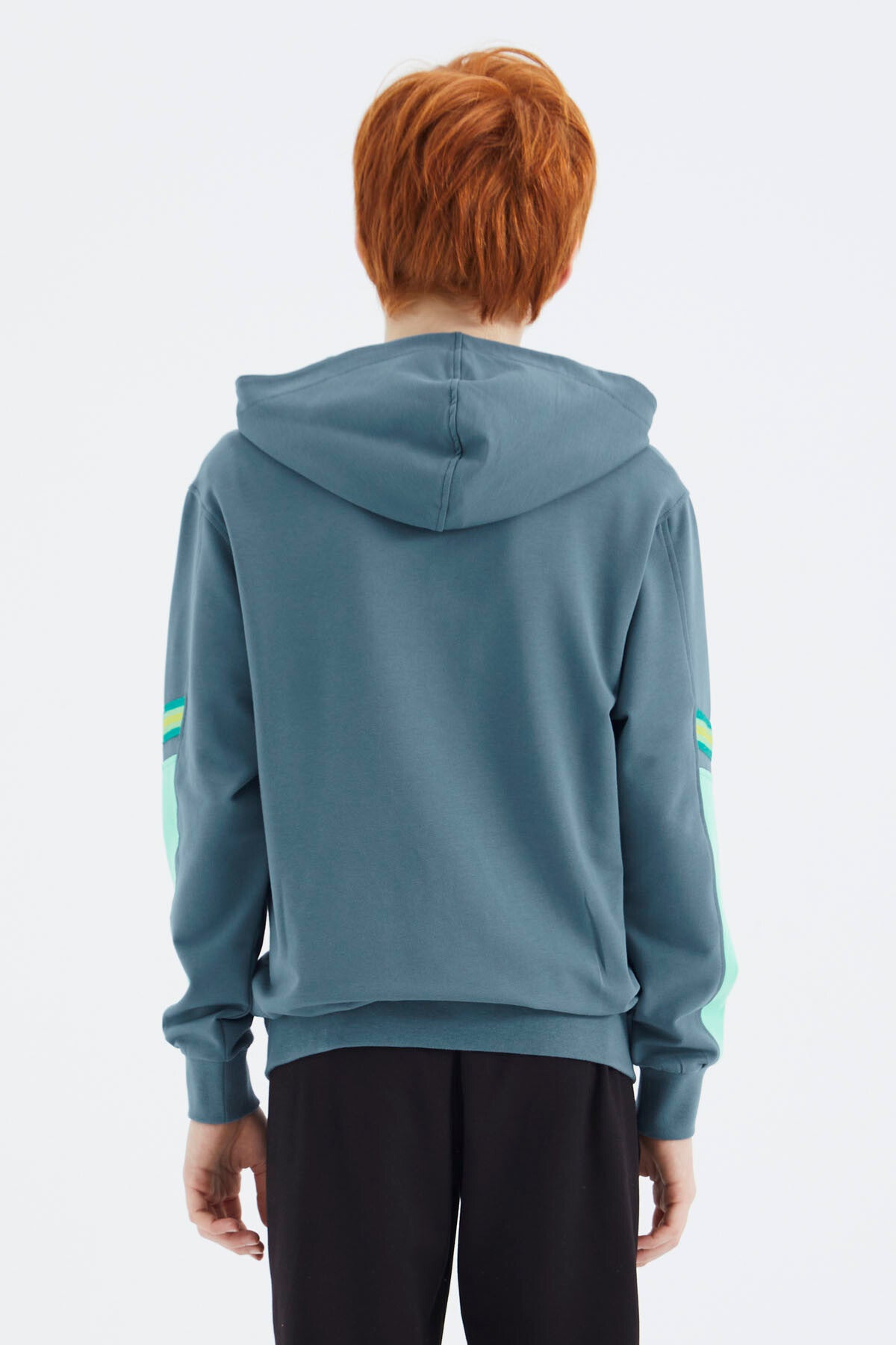 Orman Yeşili Fermuarlı Erkek Çocuk Sweatshirt - 11180