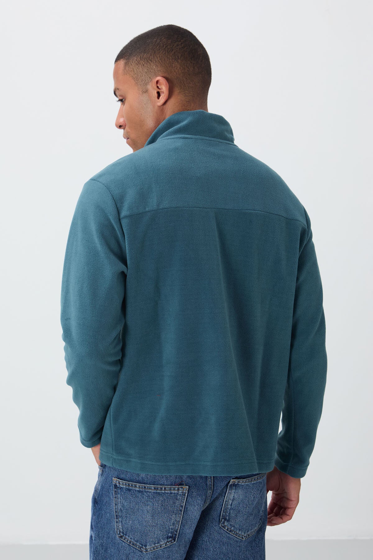 River Orman Yeşili Dik Yaka Erkek Polar Sweatshirt - 88310