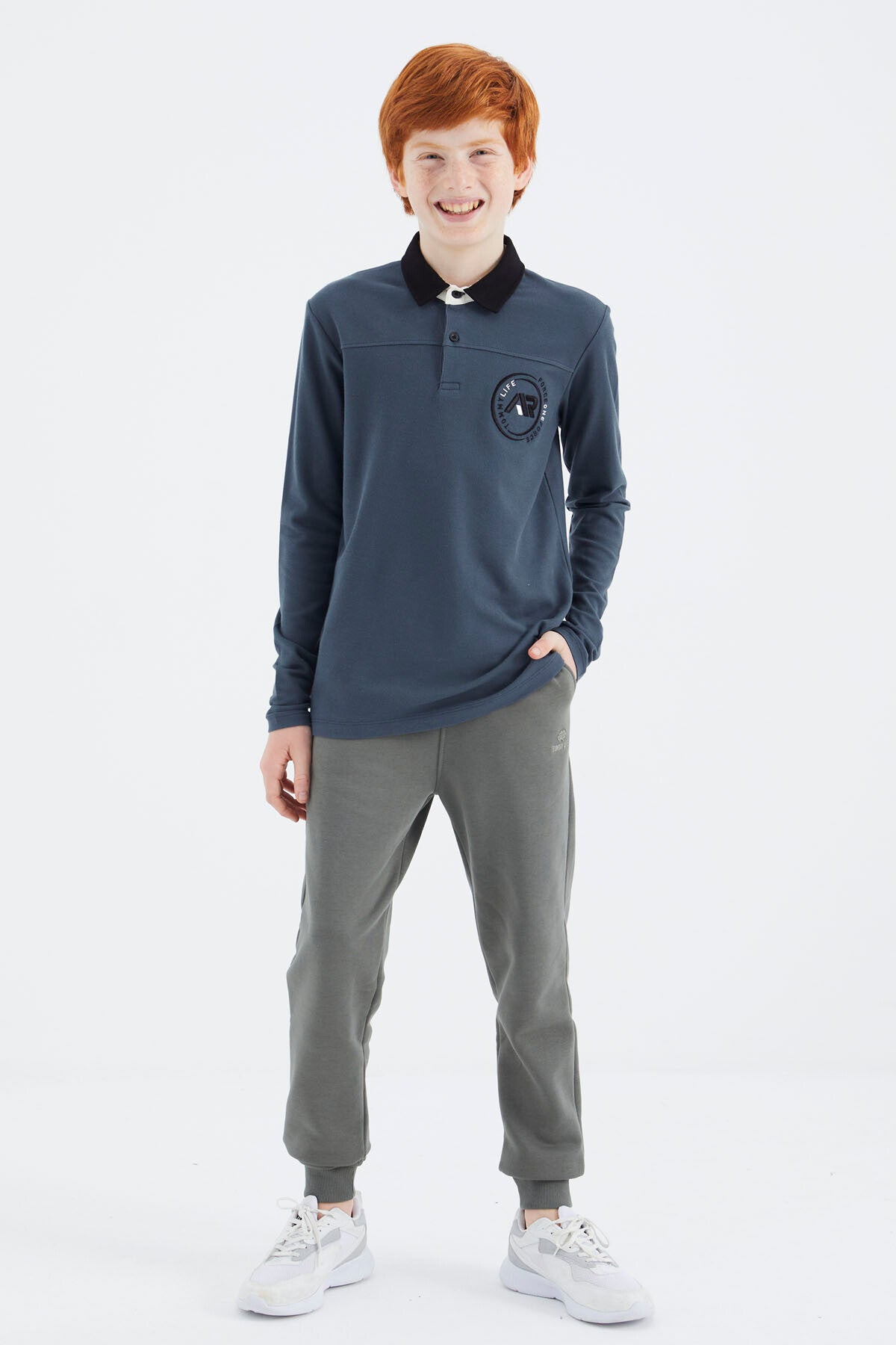 Orman Yeşili Polo Yaka Erkek Çocuk T-Shirt - 11172