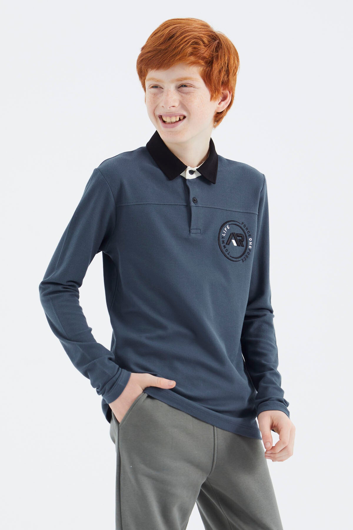 Orman Yeşili Polo Yaka Erkek Çocuk T-Shirt - 11172