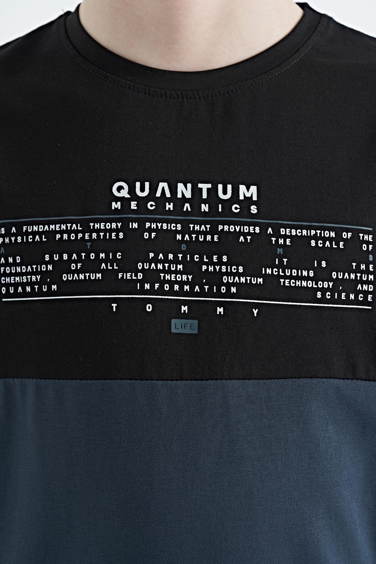 Orman Yeşili Yazı Baskılı Renk Bloklu Standart Kalıp O Yaka Erkek Çocuk T-Shirt - 11134