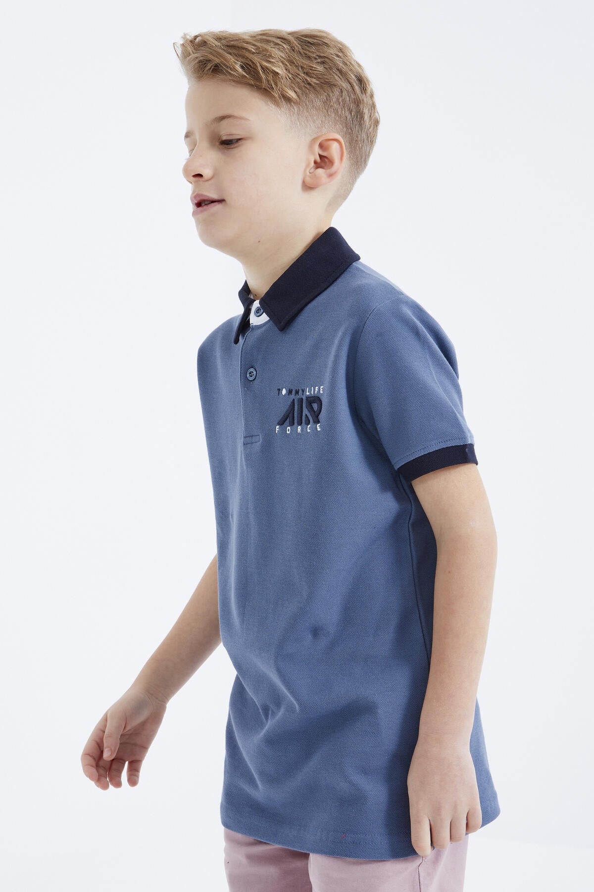 Petrol Air Yazılı Standart Kalıp Polo Yaka Erkek Çocuk T-Shirt  - 10894