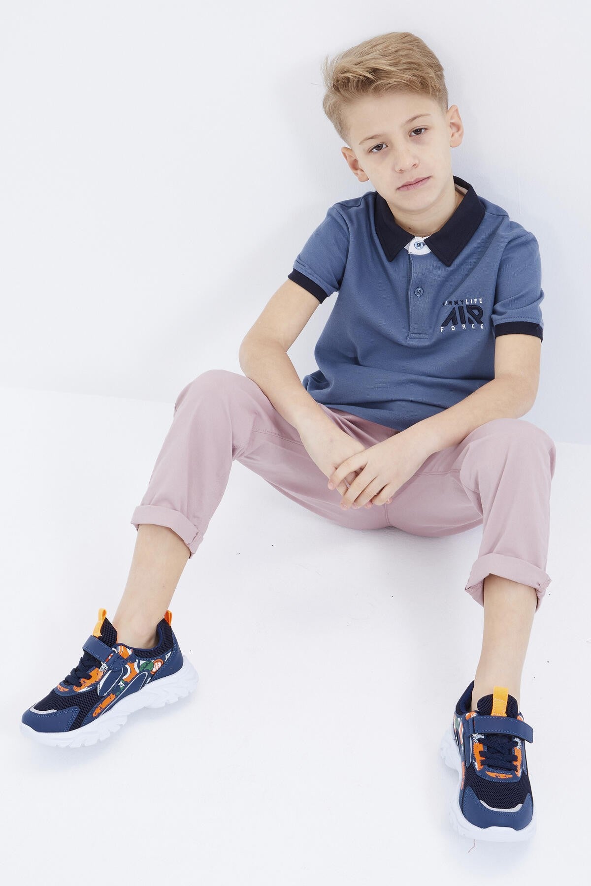 Petrol Air Yazılı Standart Kalıp Polo Yaka Erkek Çocuk T-Shirt  - 10894