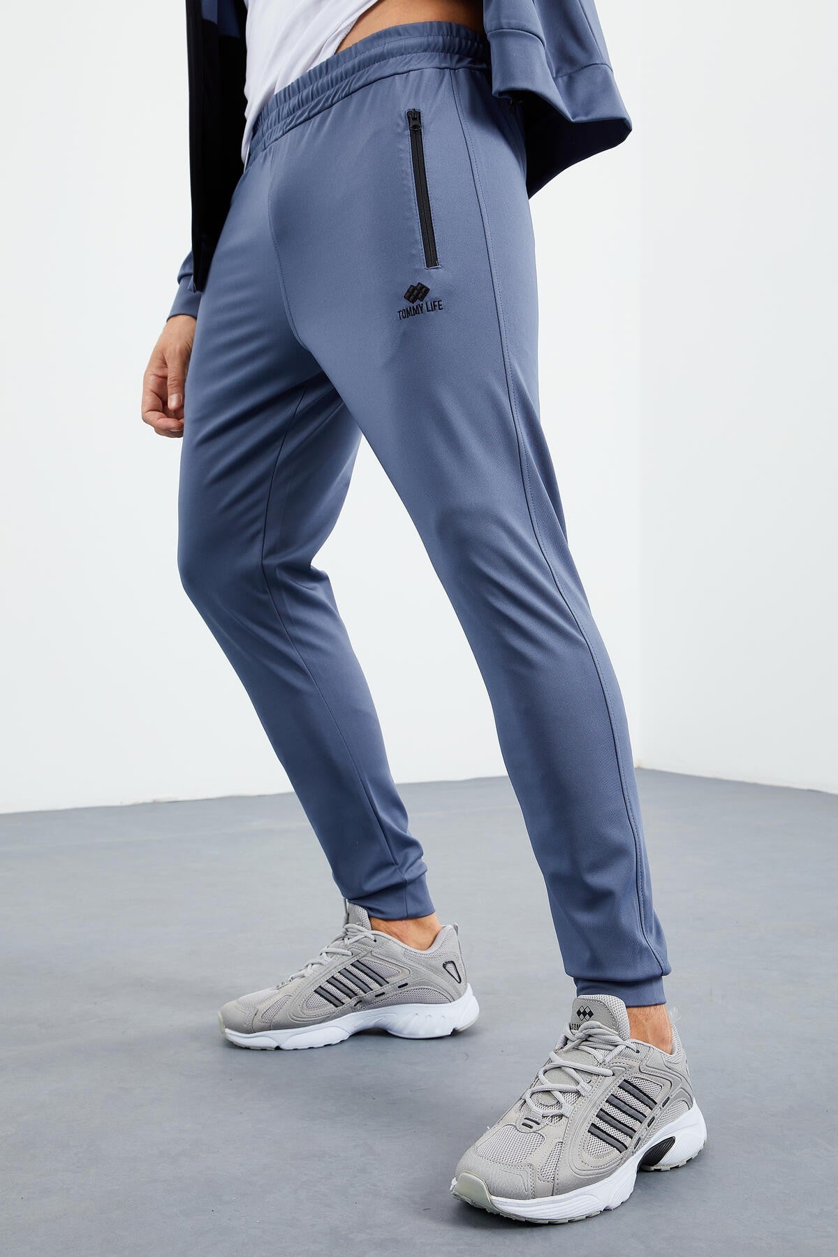 Petrol Dik Yaka Fermuarlı Standart Kalıp Manşetli Erkek Eşofman Takım - 85160