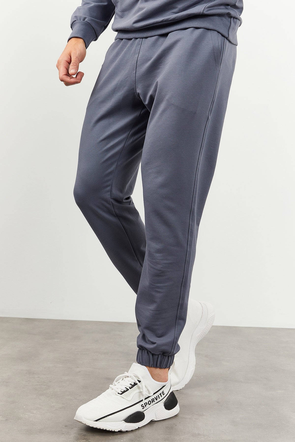 Petrol Kapüşonlu Kanguru Cep Lastik Paça Erkek Oversize Eşofman Takımı - 85117