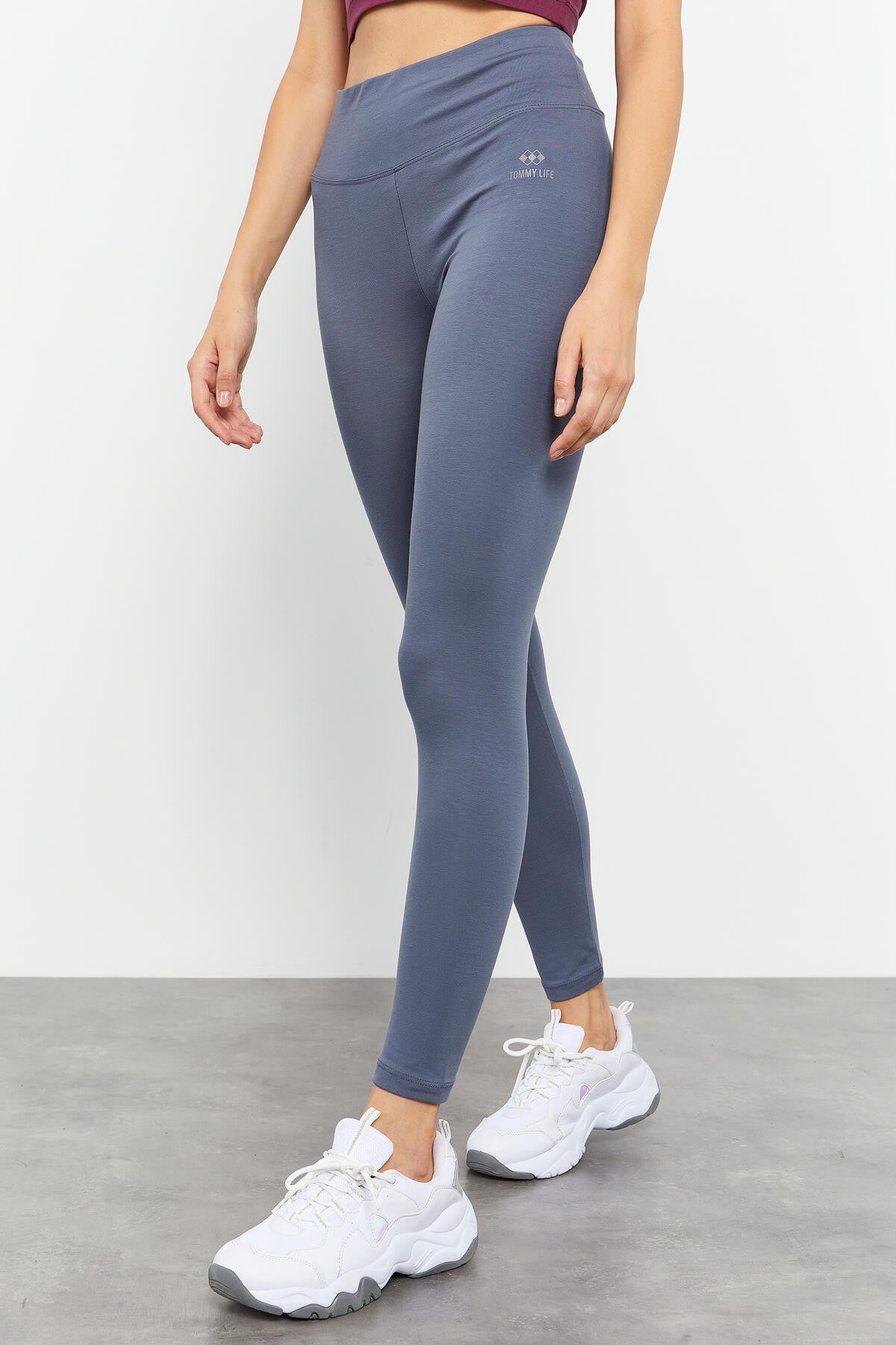 Petrol Yüksek Bel Toparlayıcı Slim Fit Dar Paça Kadın Tayt - 94011