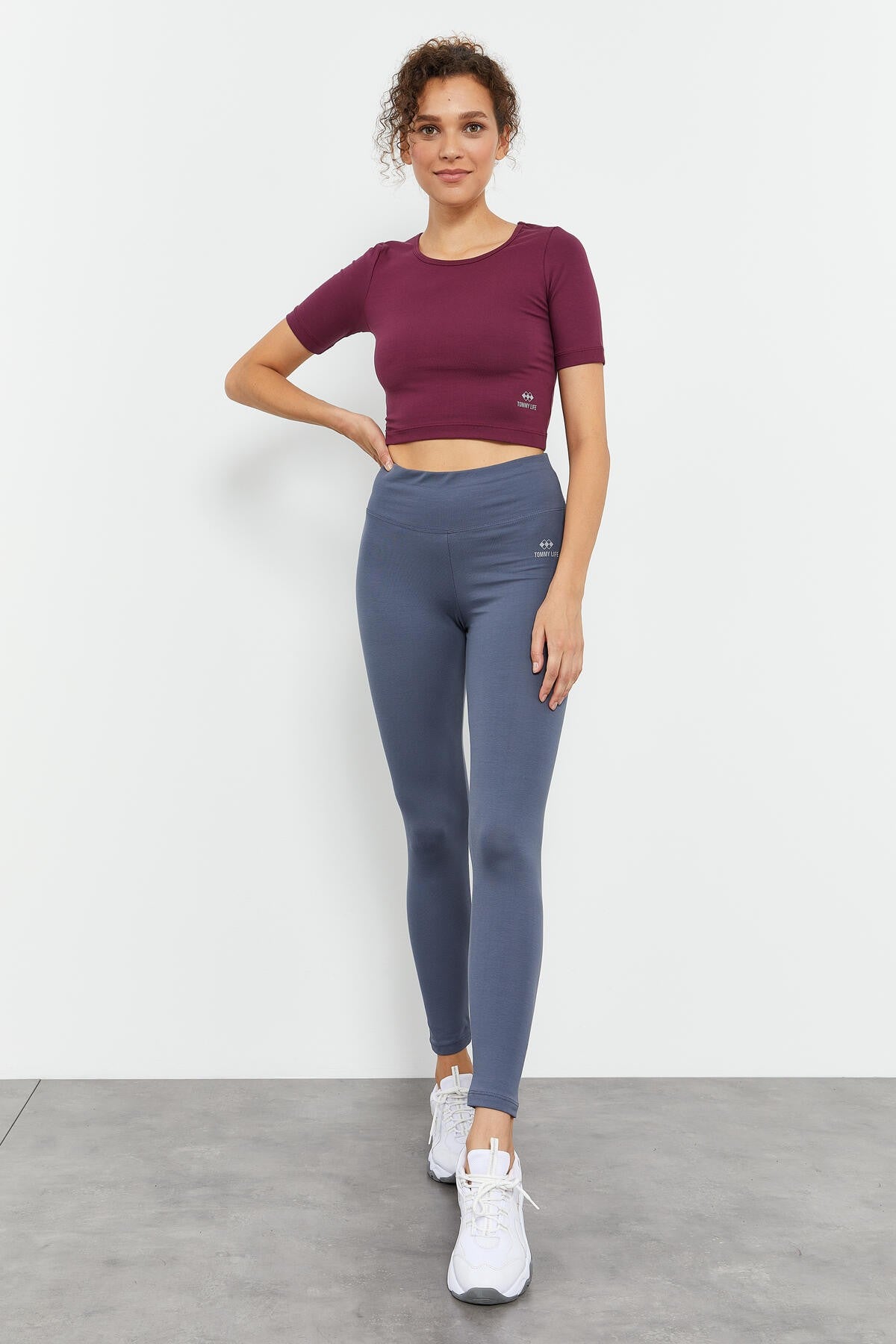 Petrol Yüksek Bel Toparlayıcı Slim Fit Dar Paça Kadın Tayt - 94011