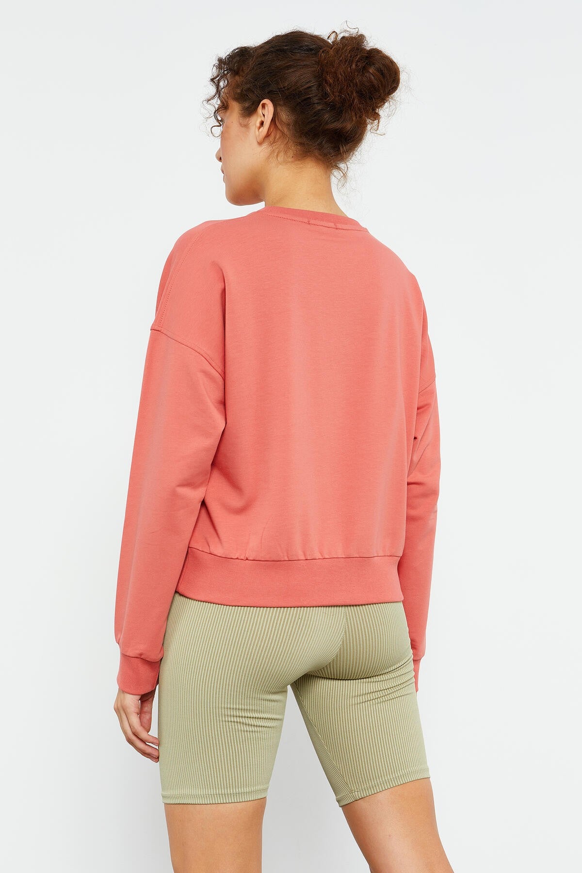 Pudra Basic Rahat Form O Yaka Kadın Sweatshirt - 97114