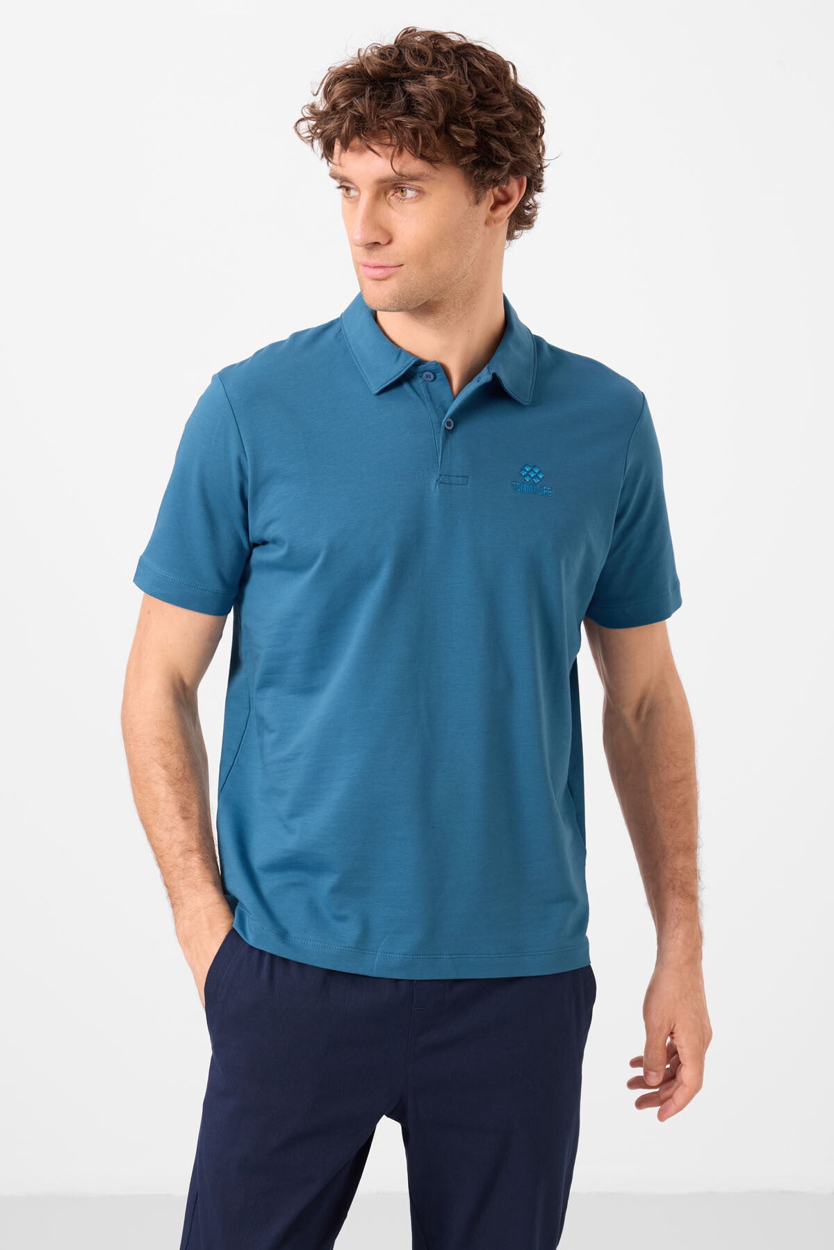 Saks Standart Kalıp Basic Polo Yaka Erkek T-Shirt - 87748