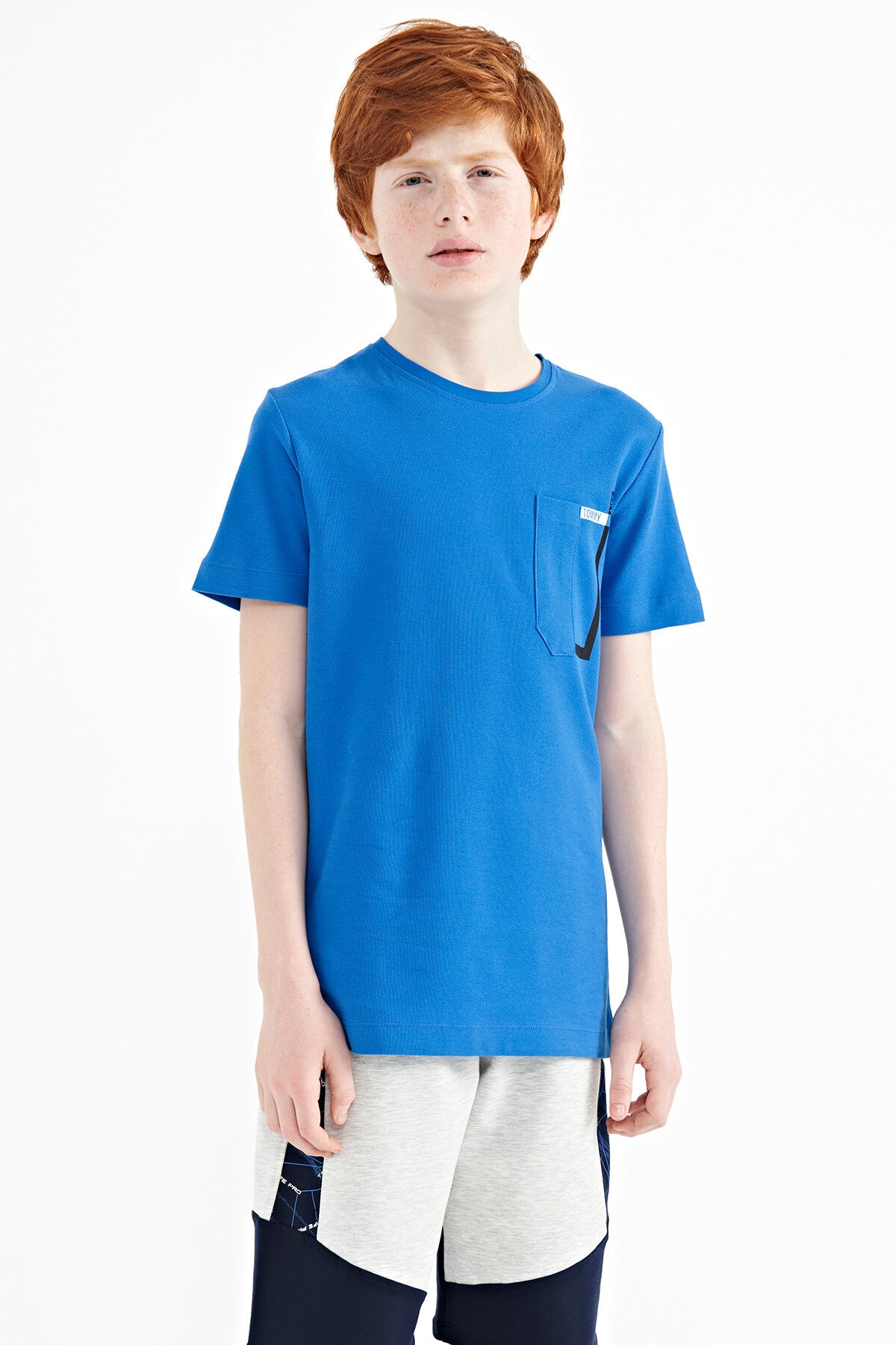 Saks Cep Detaylı O Yaka Standart Kalıp Erkek Çocuk T-Shirt - 11120
