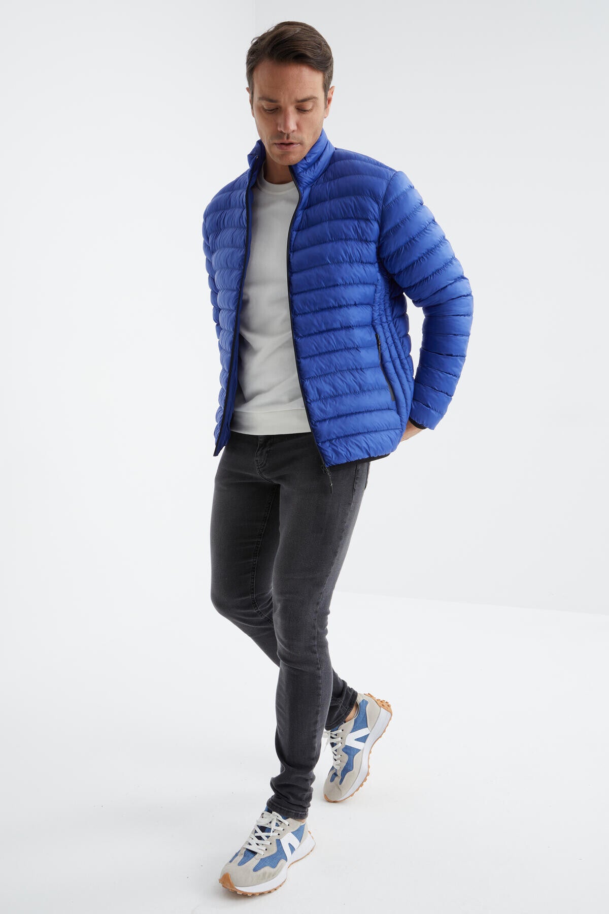 Saks Fermuarlı Standart Kalıp Soğuğa Dayanıklı Erkek Şişme Mont - 88166