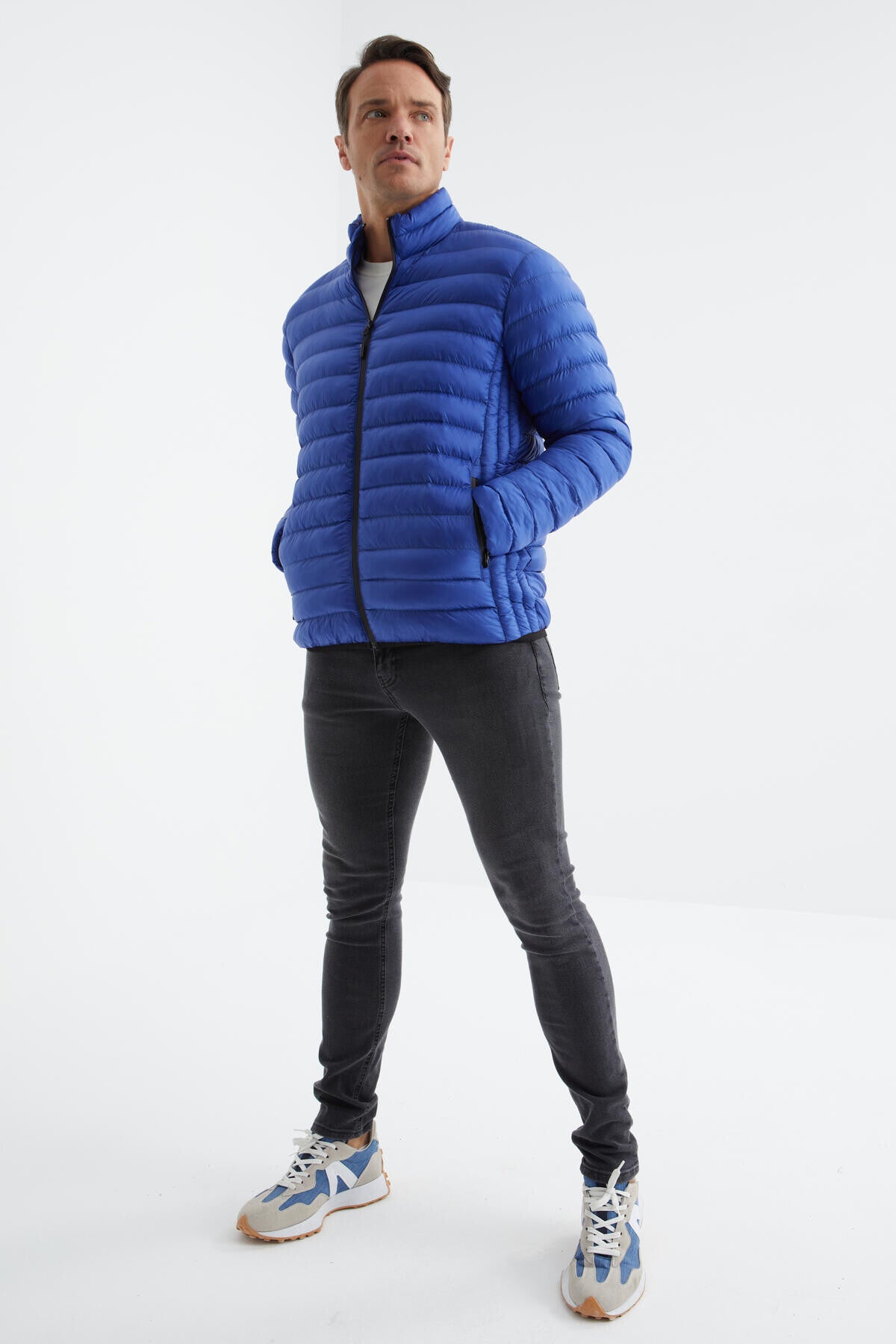 Saks Fermuarlı Standart Kalıp Soğuğa Dayanıklı Erkek Şişme Mont - 88166