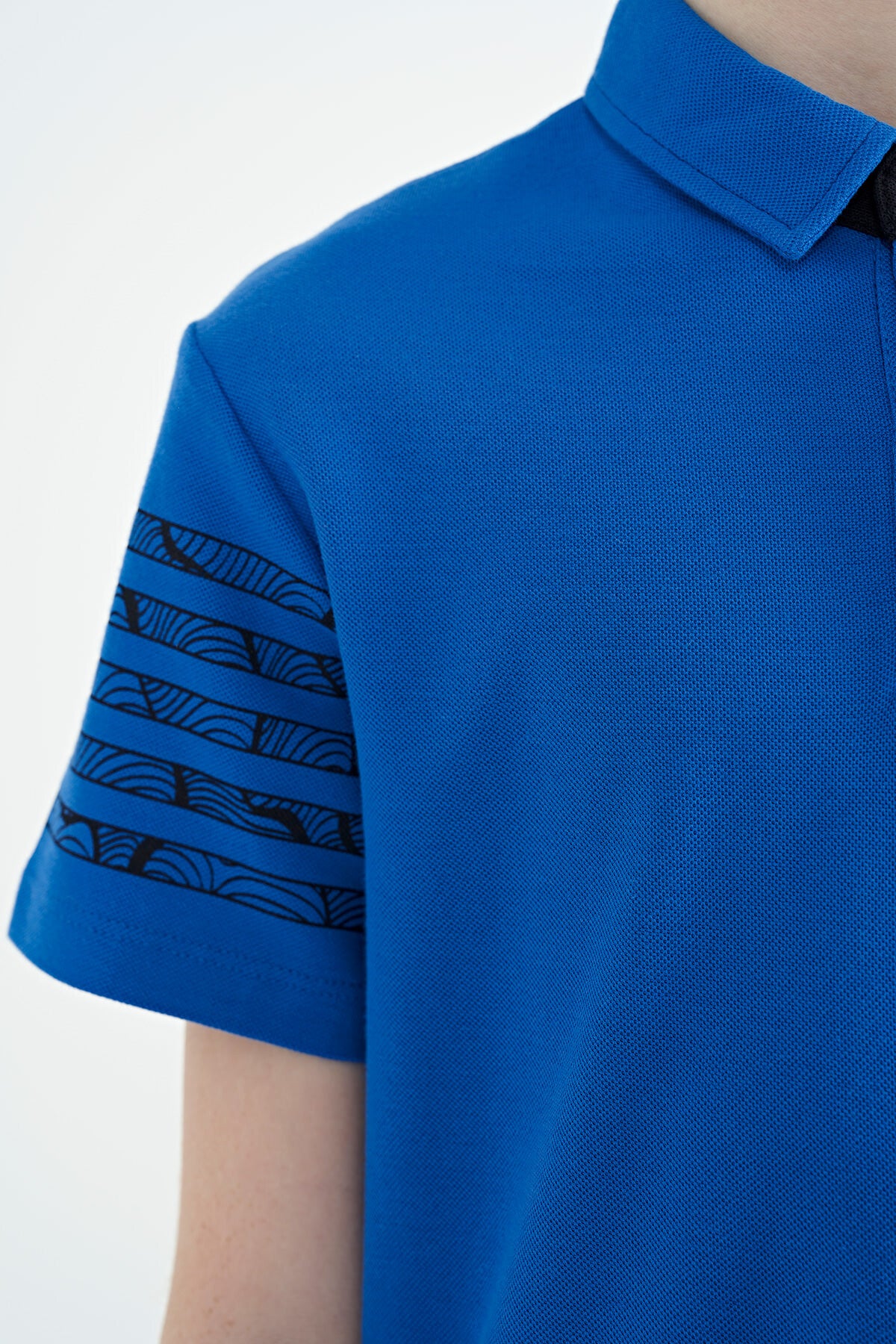 Saks Kol Baskı Detaylı Standart Kalıp Polo Yaka Erkek Çocuk T-Shirt - 11093