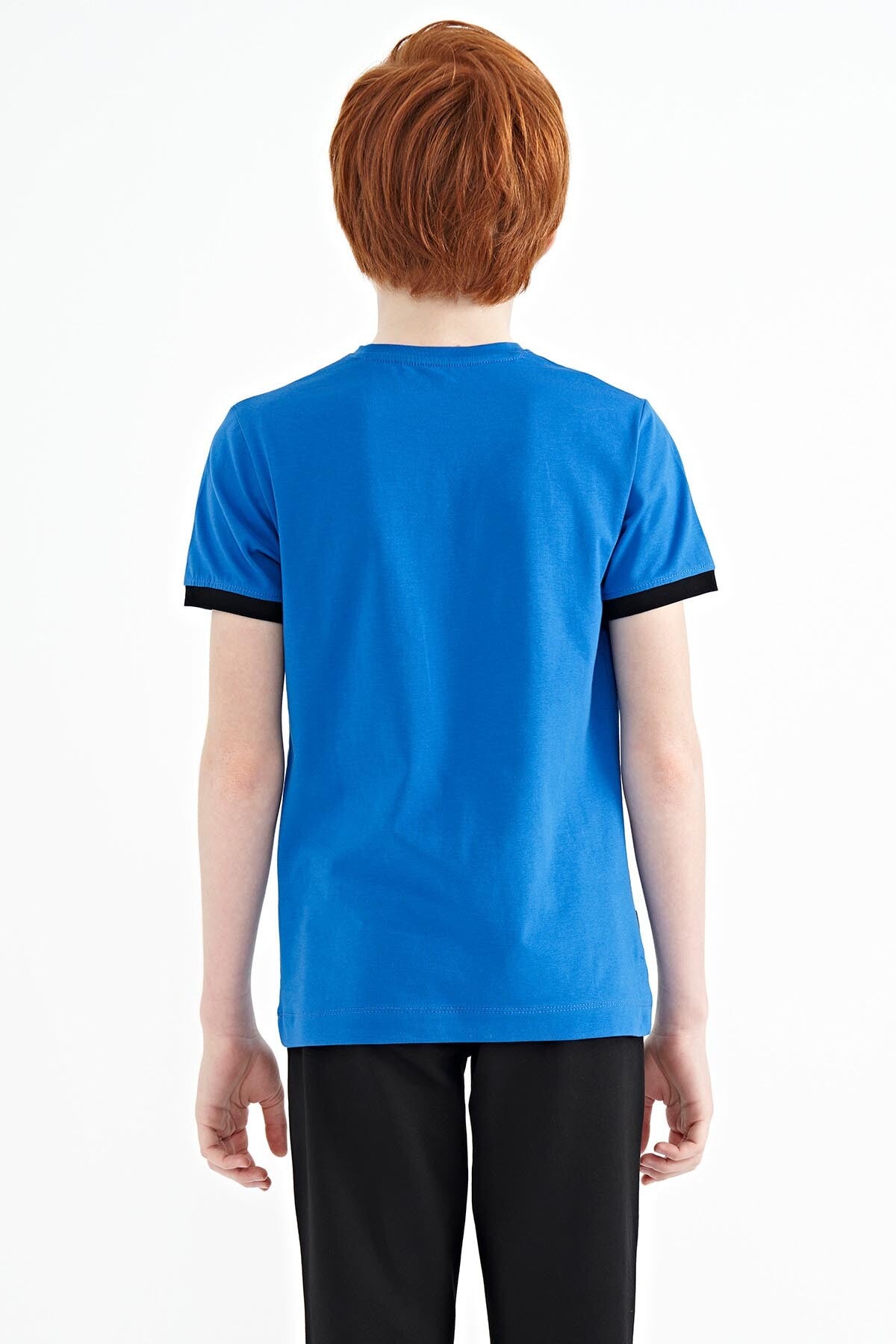 Saks Minimal Yazı Baskılı Standart Kalıp O Yaka Erkek Çocuk T-Shirt - 11132
