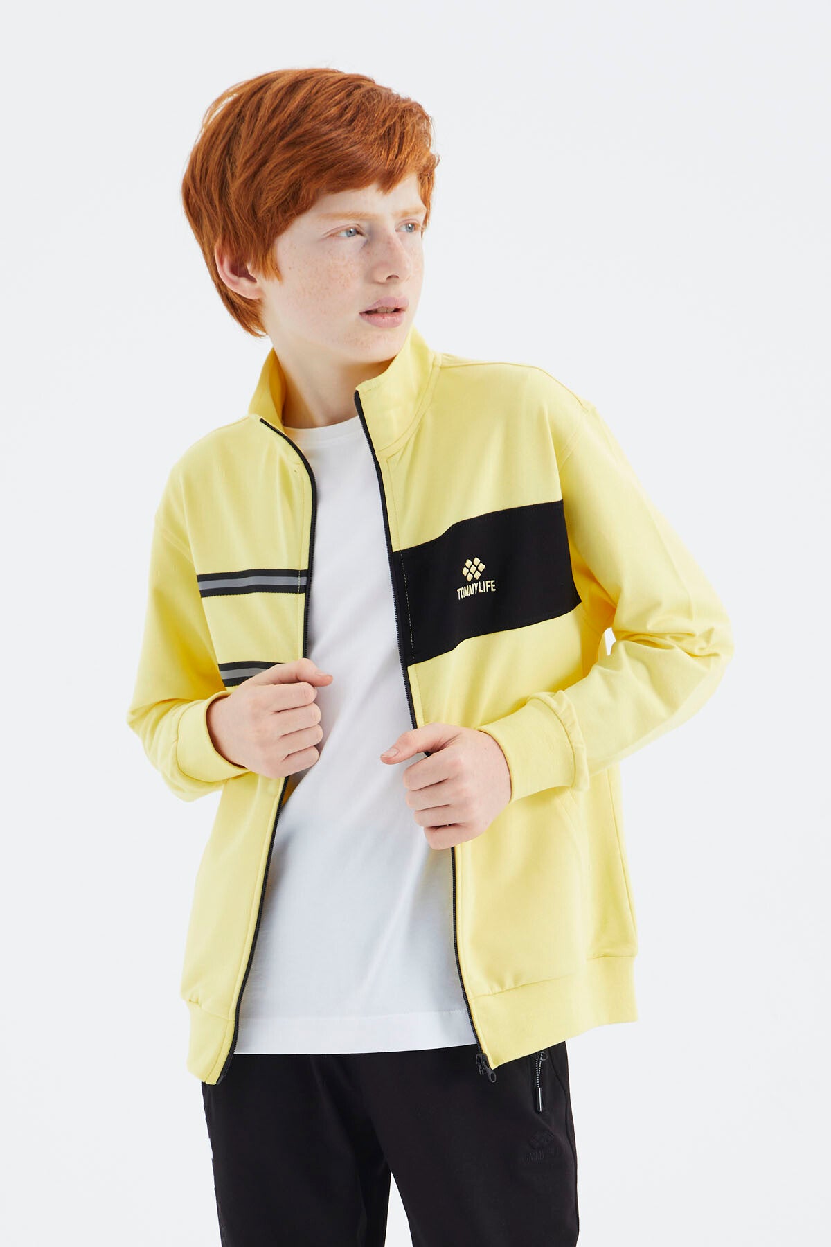 Sarı Dik Yaka Erkek Çocuk Sweatshirt - 11183