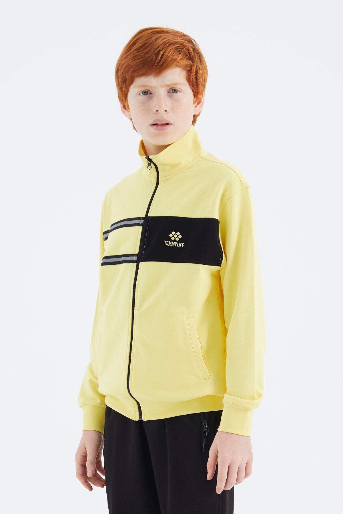 Sarı Dik Yaka Erkek Çocuk Sweatshirt - 11183