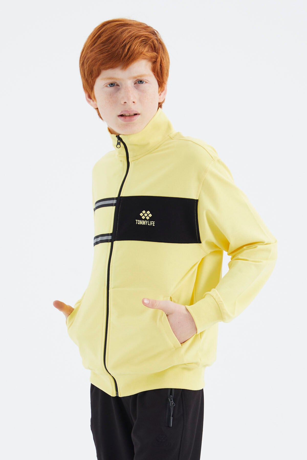 Sarı Dik Yaka Erkek Çocuk Sweatshirt - 11183