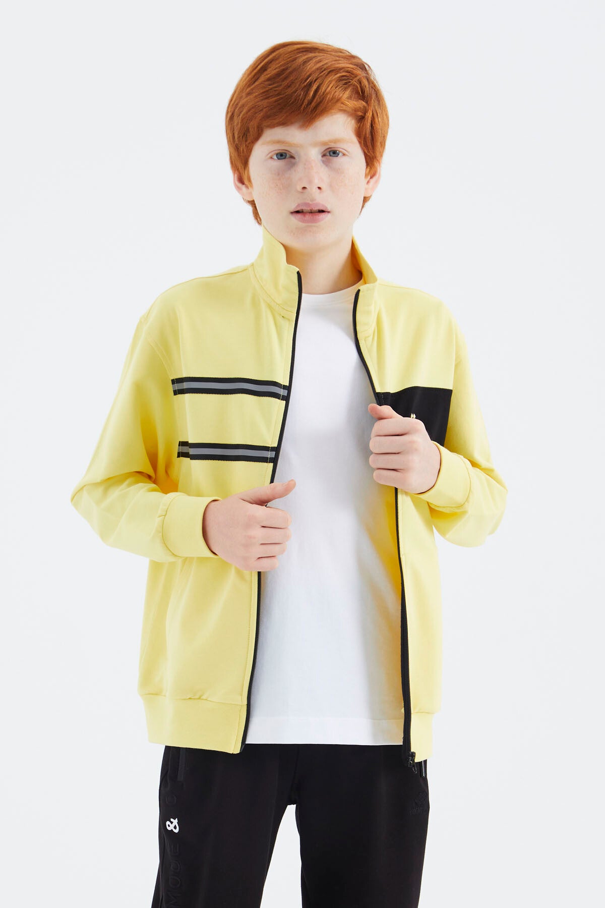 Sarı Dik Yaka Erkek Çocuk Sweatshirt - 11183